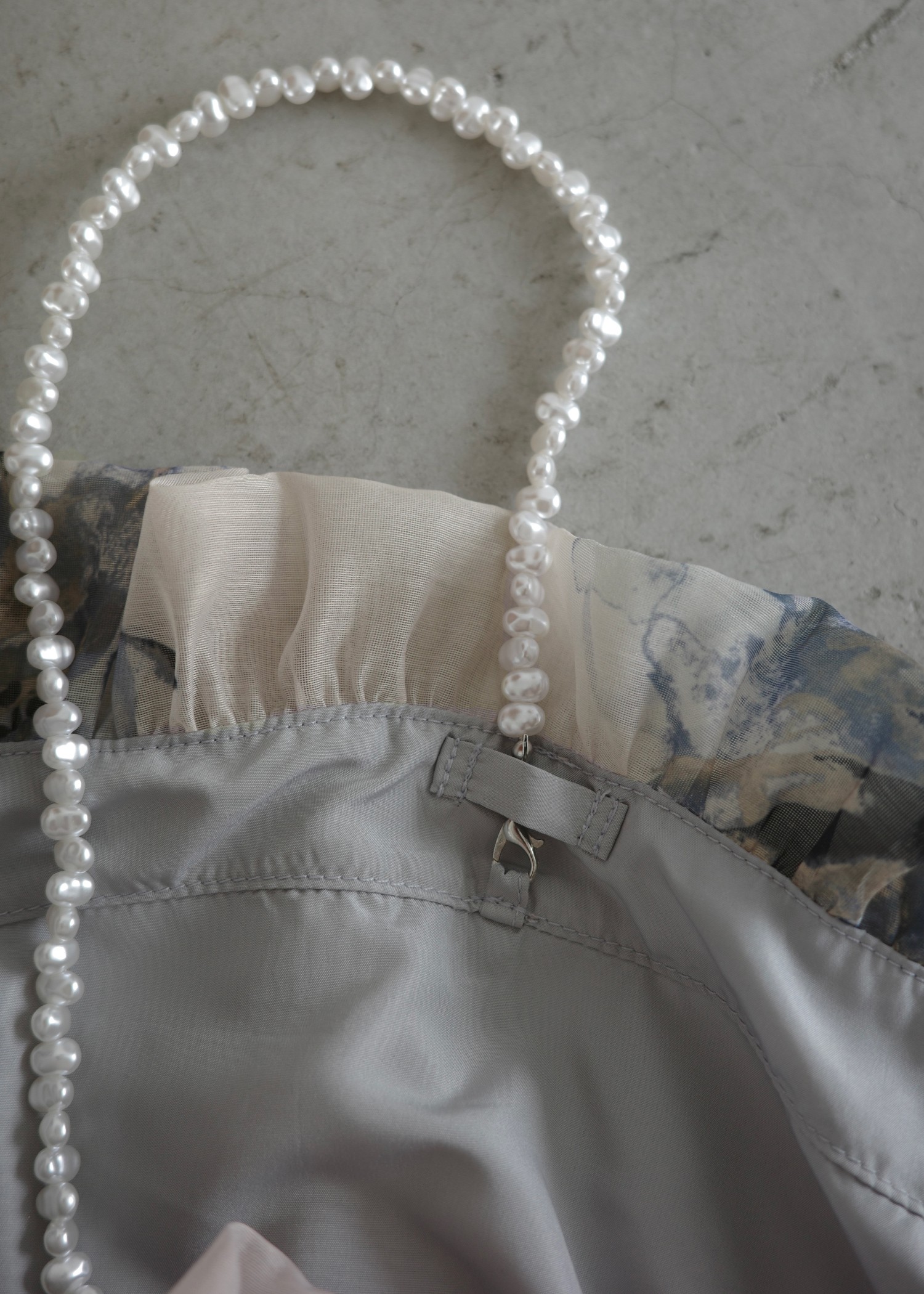 pearl shoulder camisole set original big flower print OP