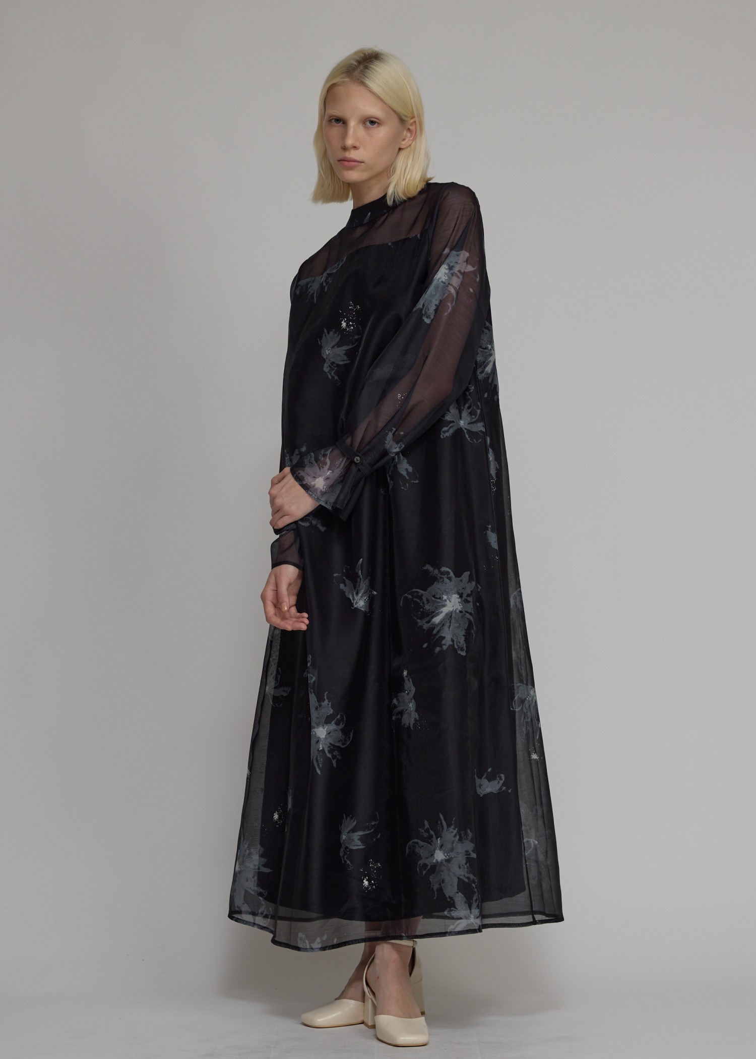 pearl shoulder camisole set original big flower print OP