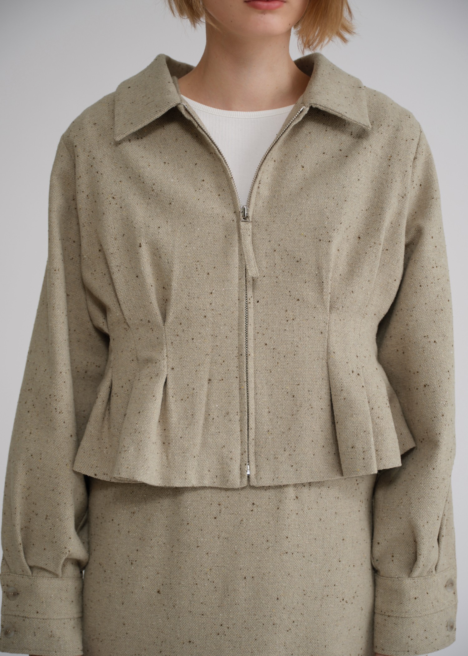 peplum mix tweed short JK