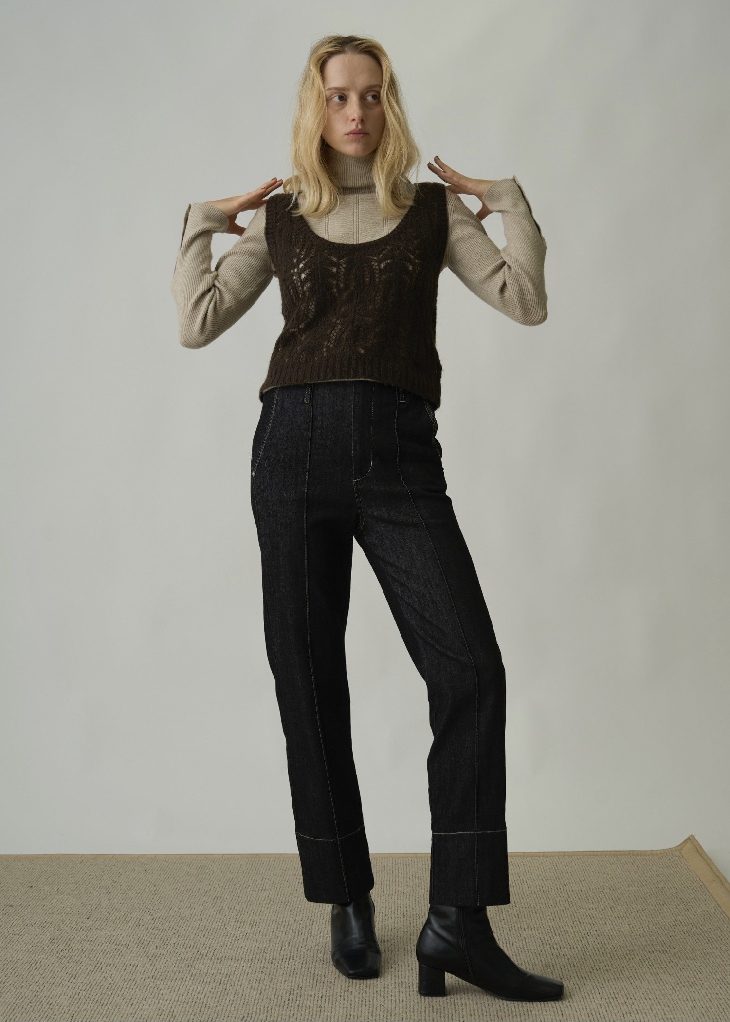 denim bi color center stitch PT