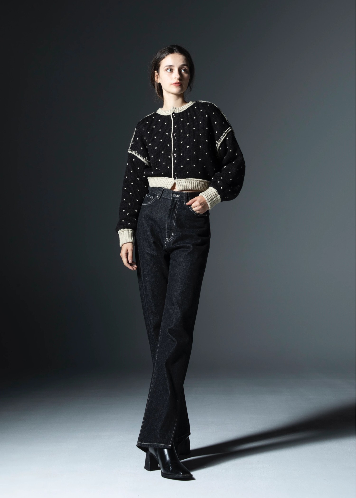 slit more high tuck design denim