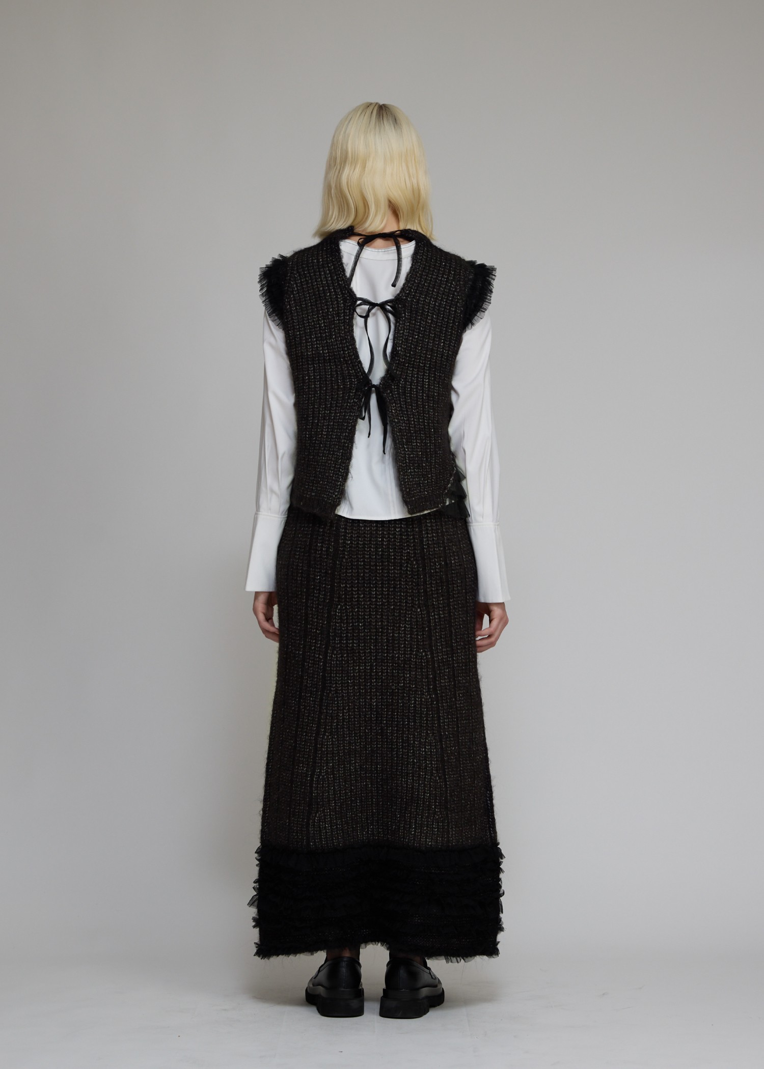 hem tulle frill meld knit SK