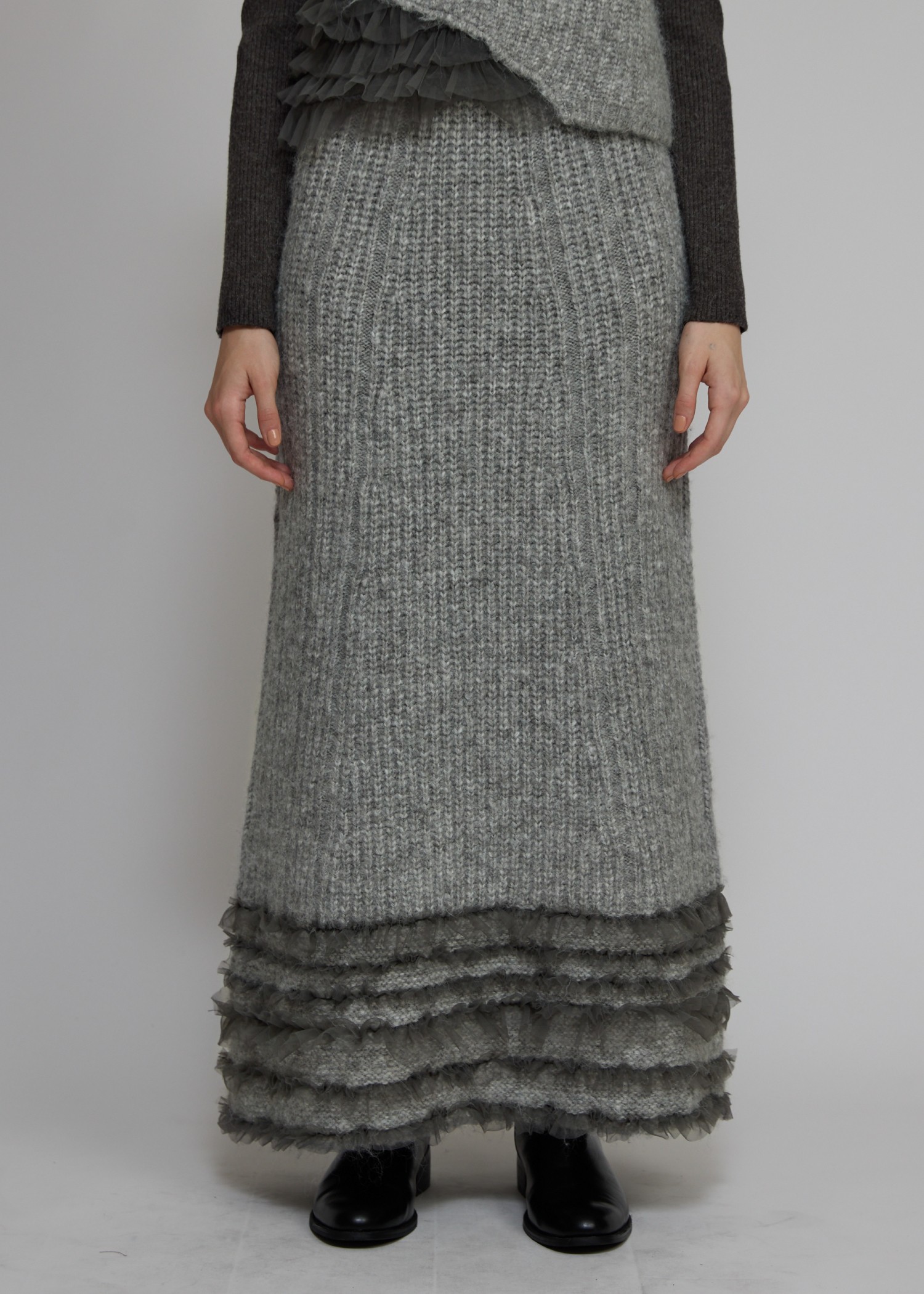 hem tulle frill meld knit SK