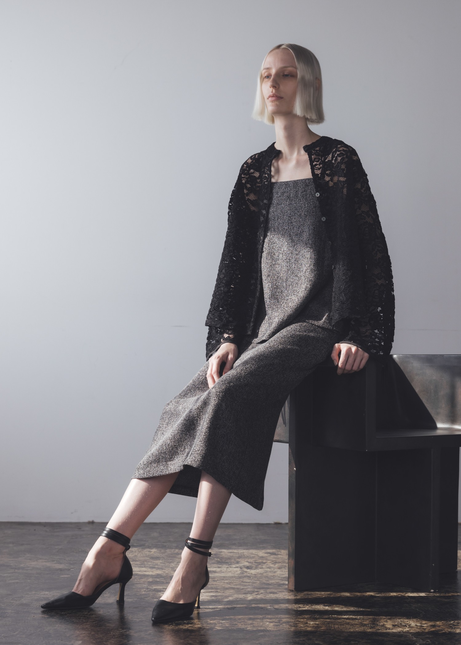 sheer velour lace ribbon sleeve blouse