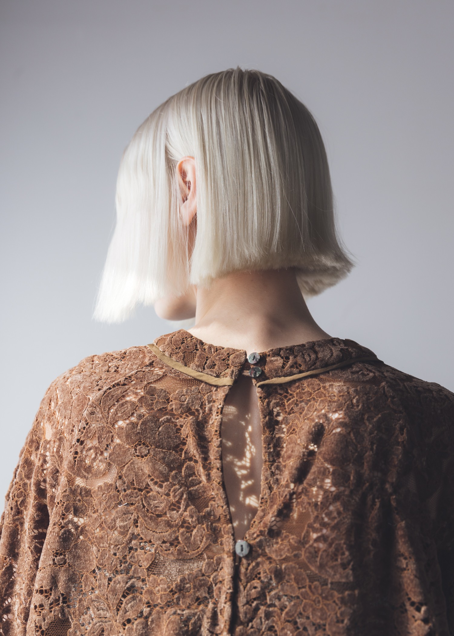 sheer velour lace ribbon sleeve blouse