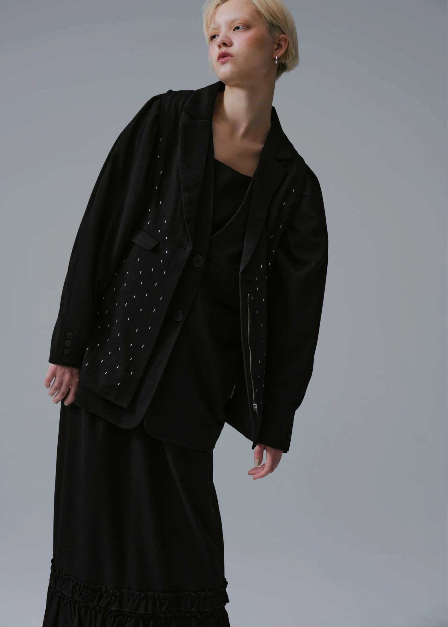 tailor collar studs zip gilet