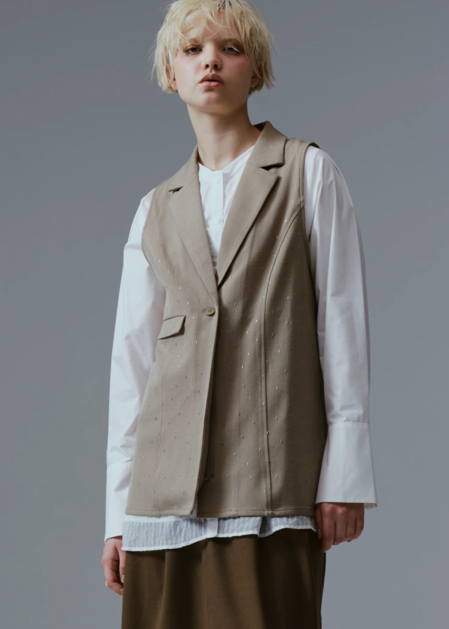 tailor collar studs zip gilet