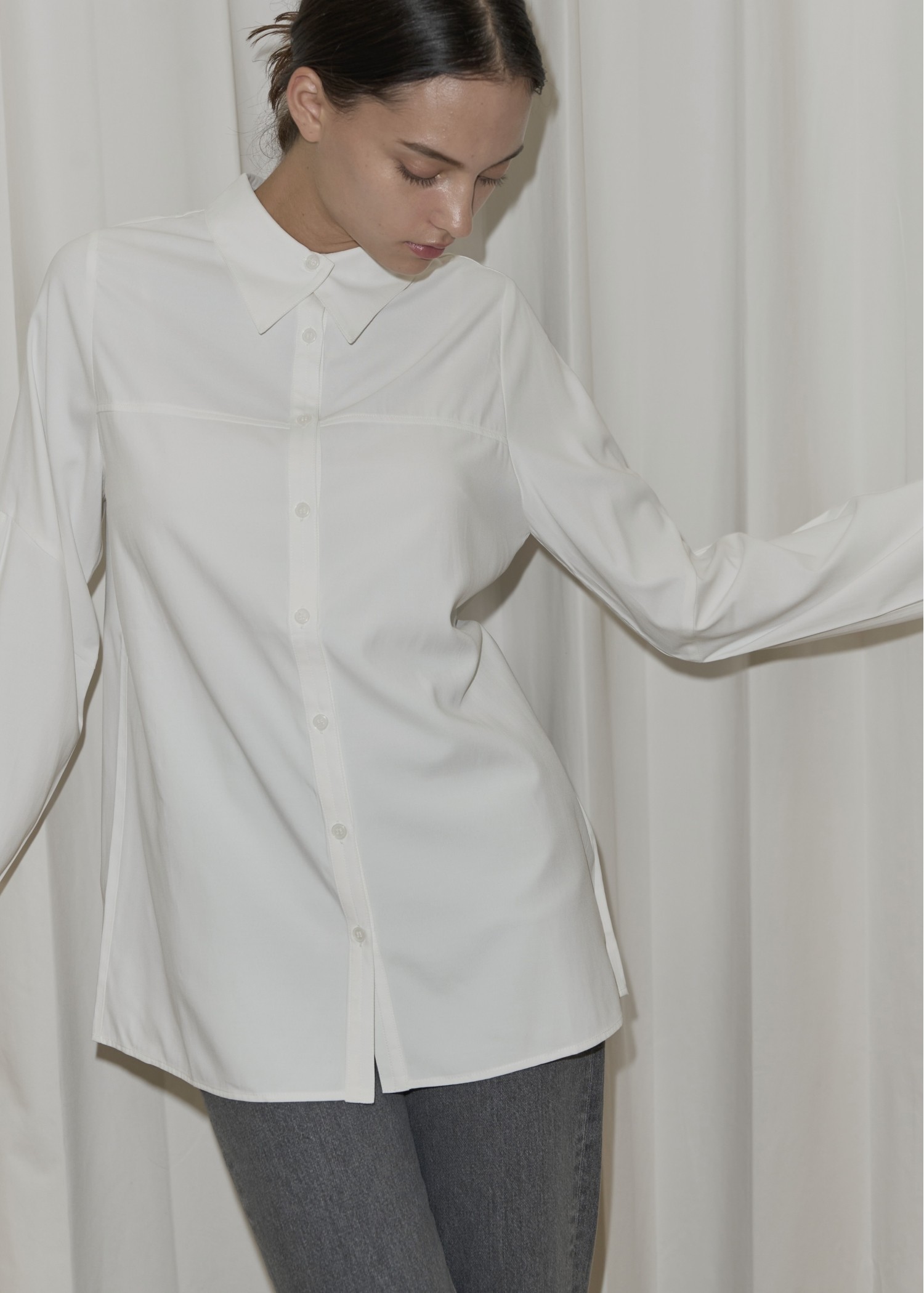 overlap collar cut off sleeve SH