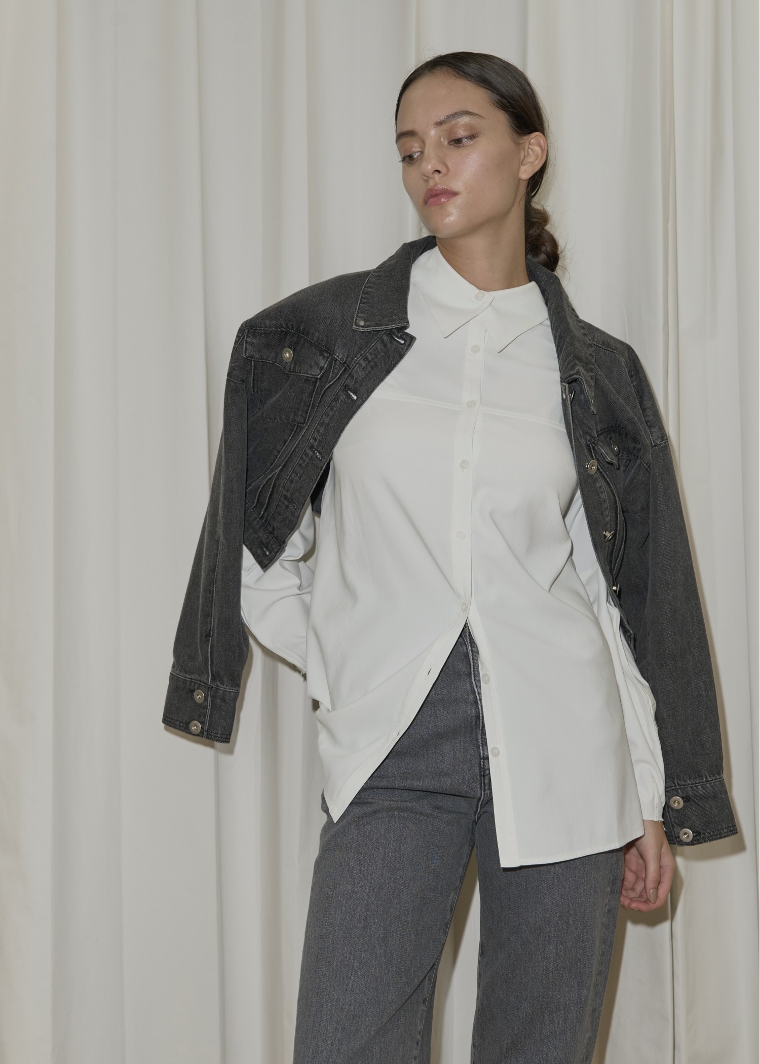 overlap collar cut off sleeve SH