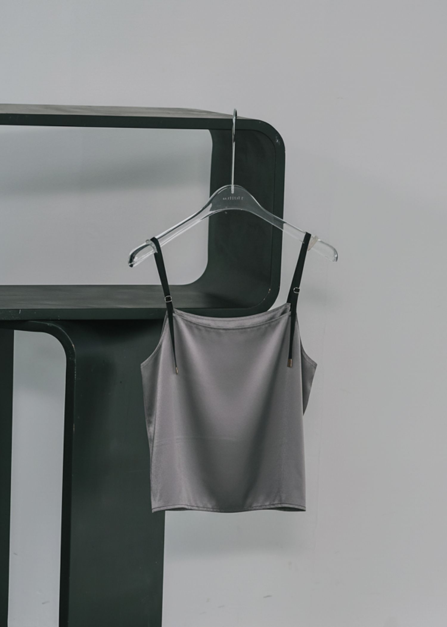 glossy satin grosgrain strap square cami