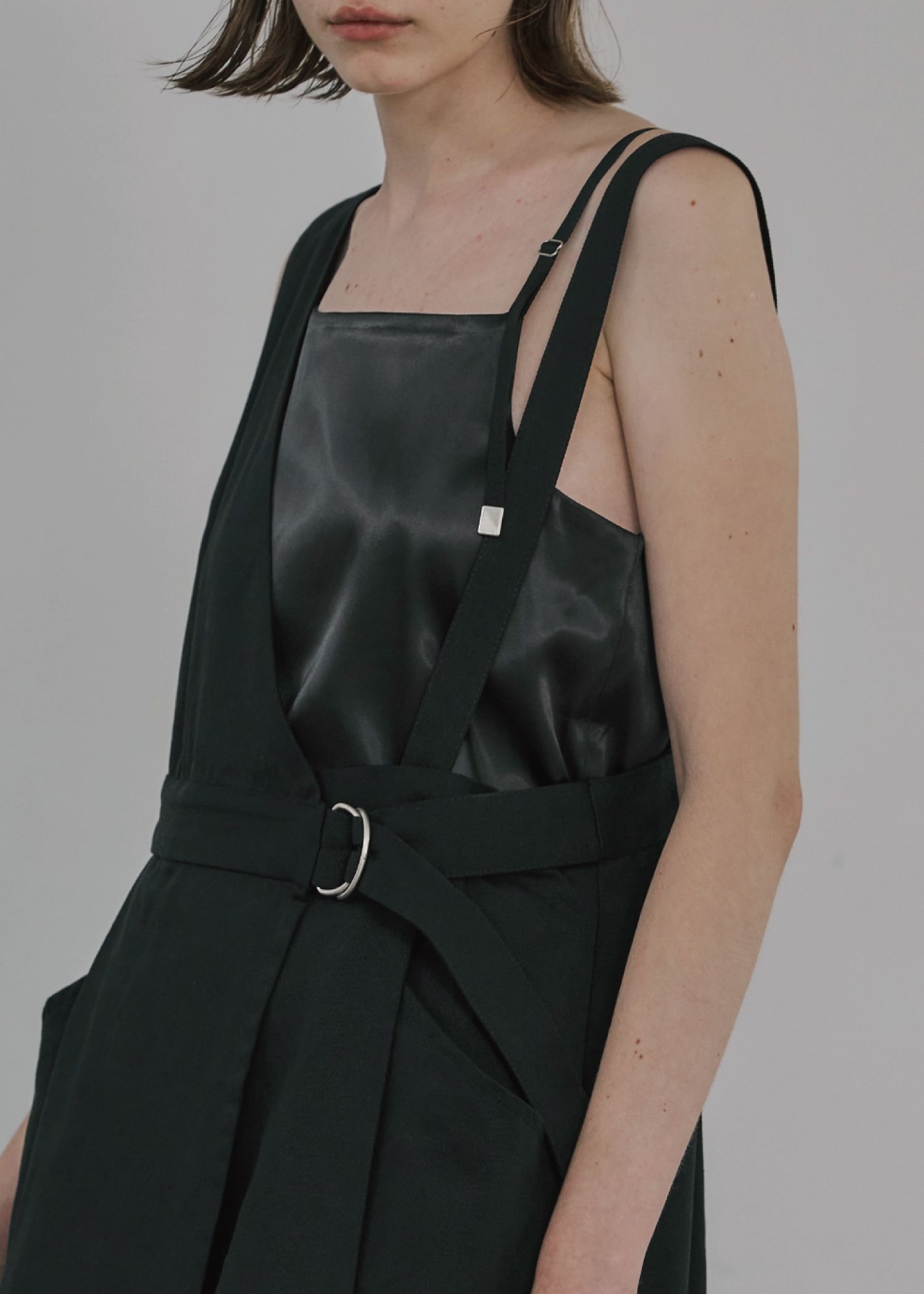 glossy satin grosgrain strap square cami