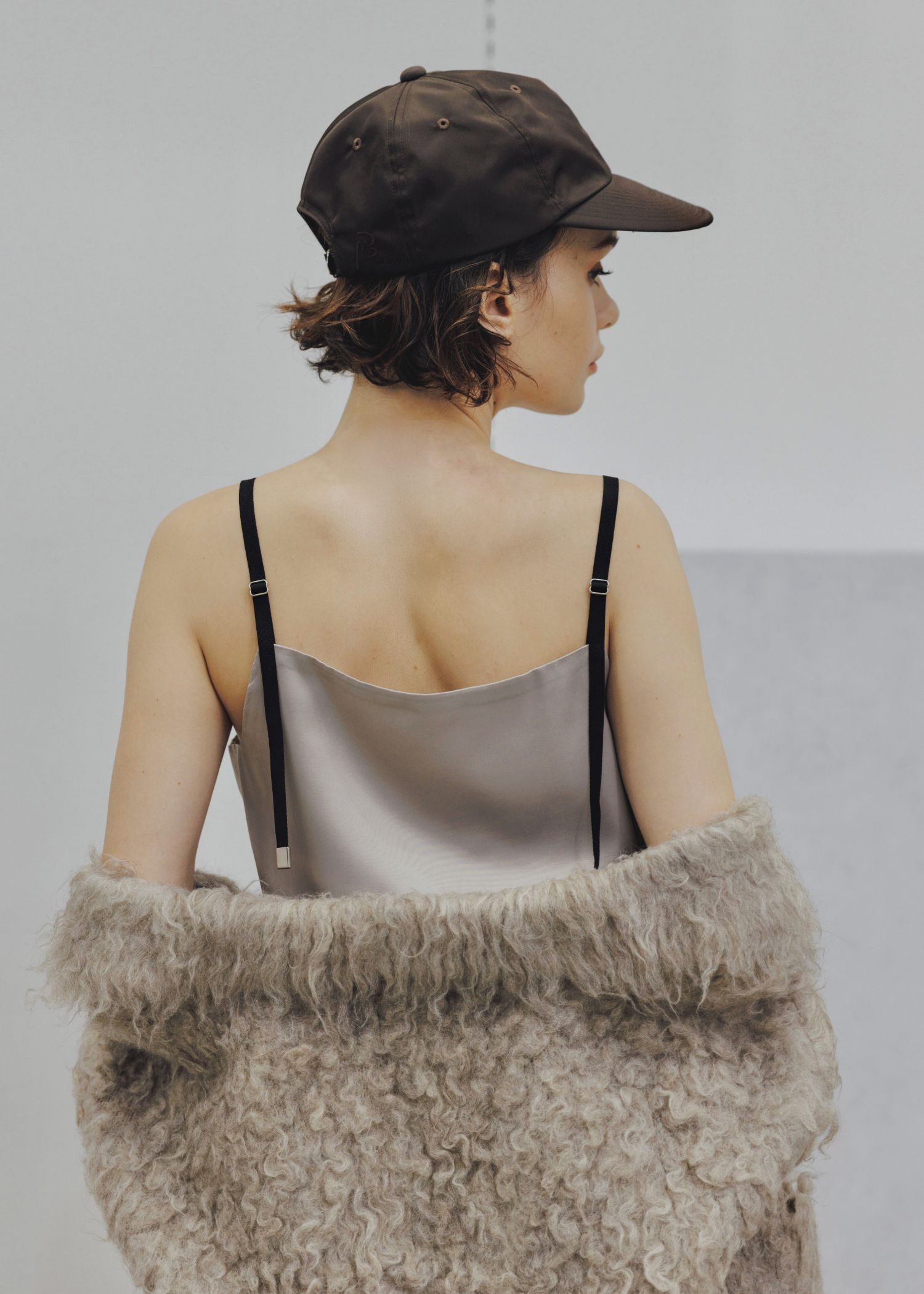 glossy satin grosgrain strap square cami