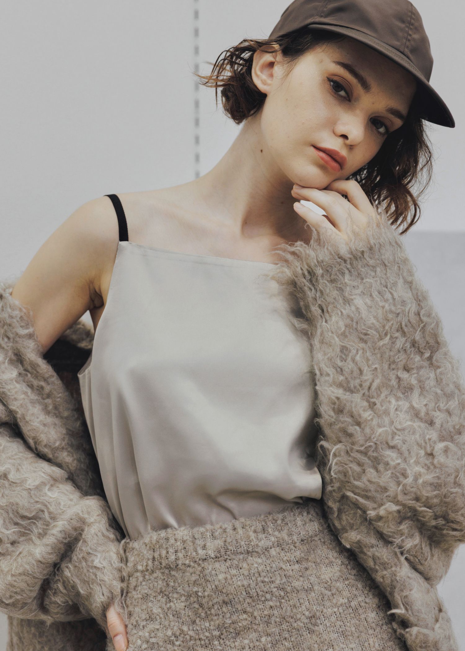 glossy satin grosgrain strap square cami