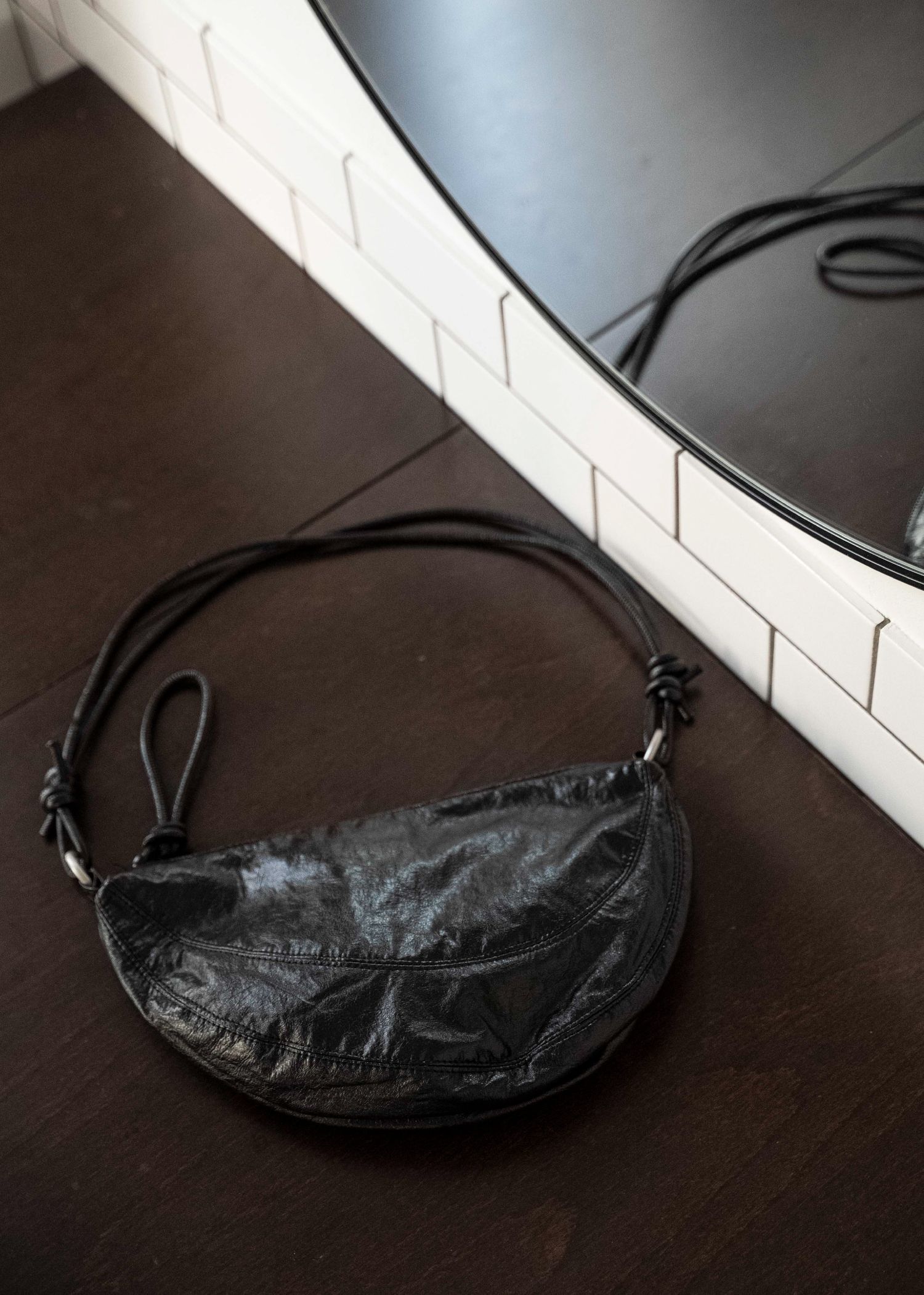 knotted strap half moon bag