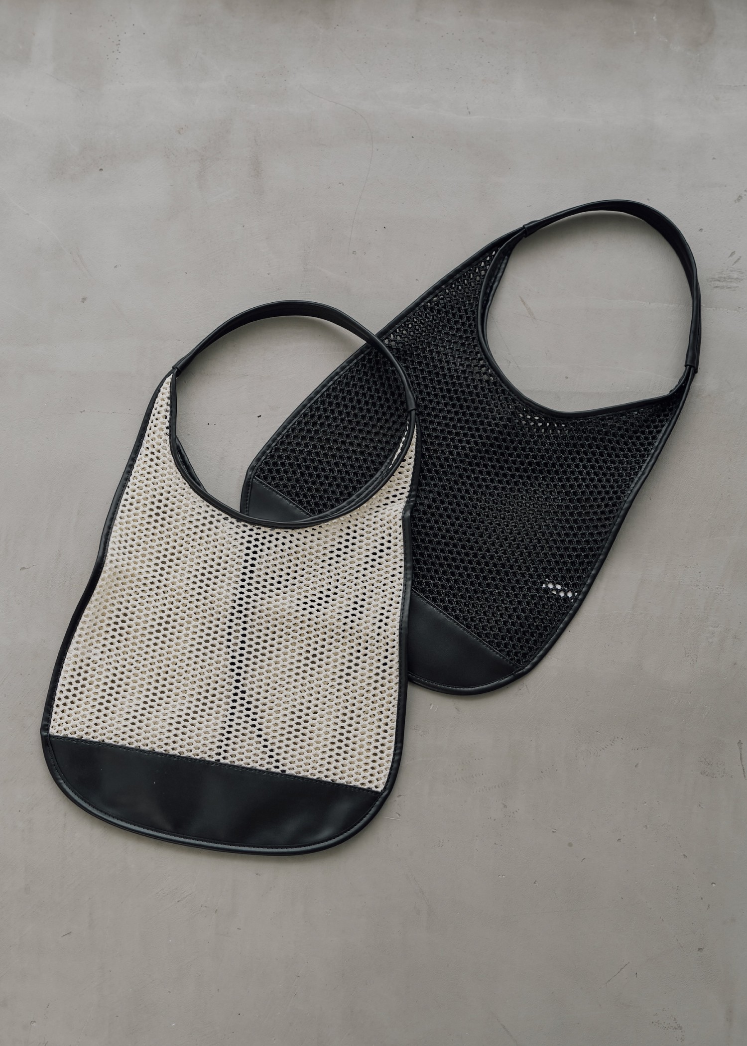 mesh bicolor tote bag
