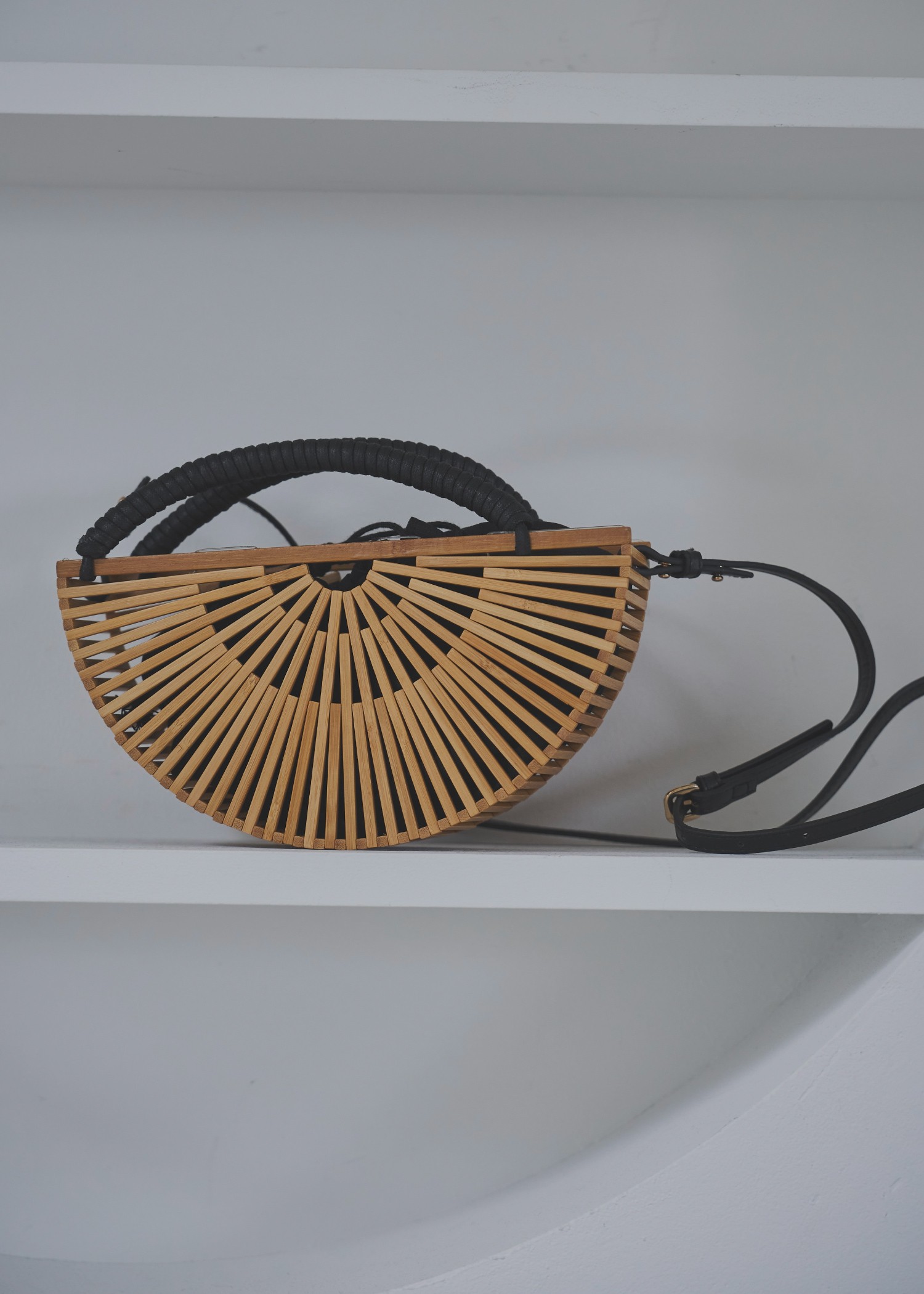 half circle bamboo bag