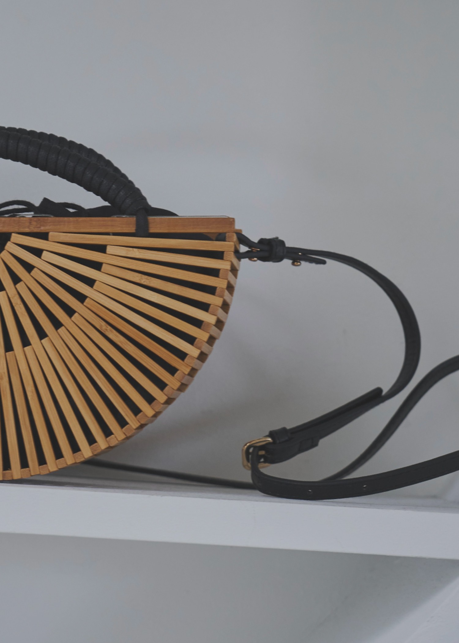 half circle bamboo bag