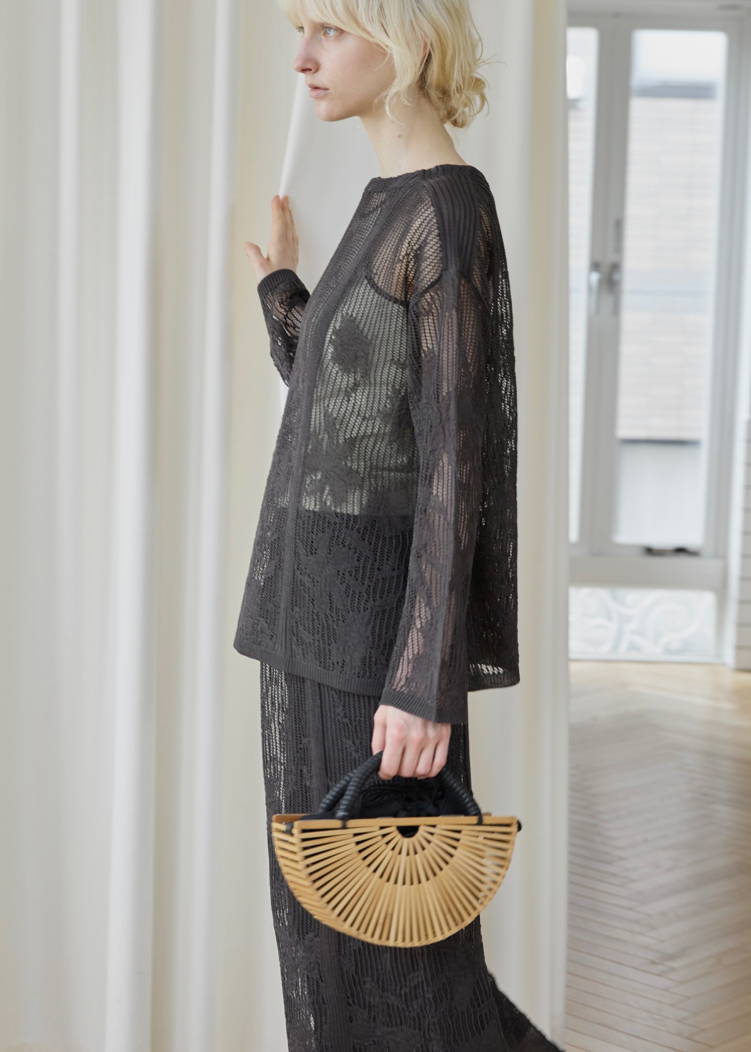 half circle bamboo bag