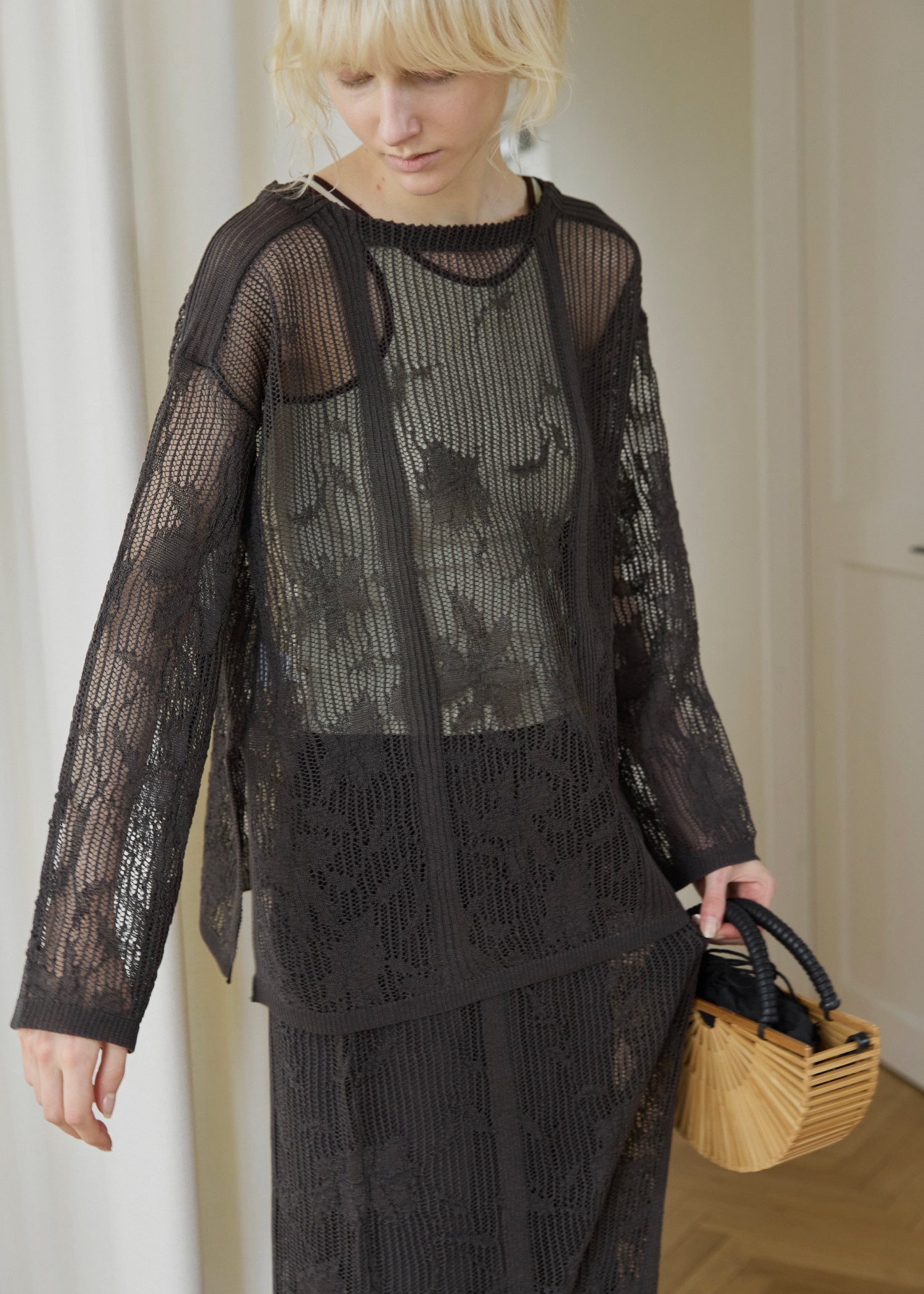 half circle bamboo bag