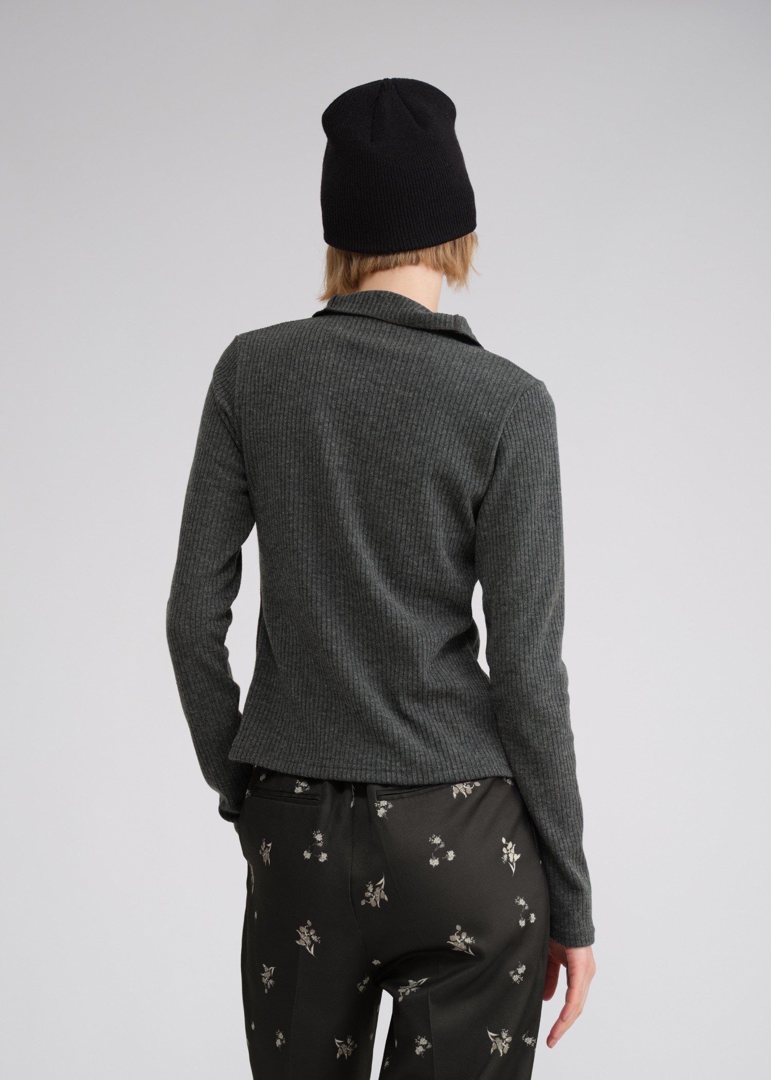 flower lace motif knit beanie