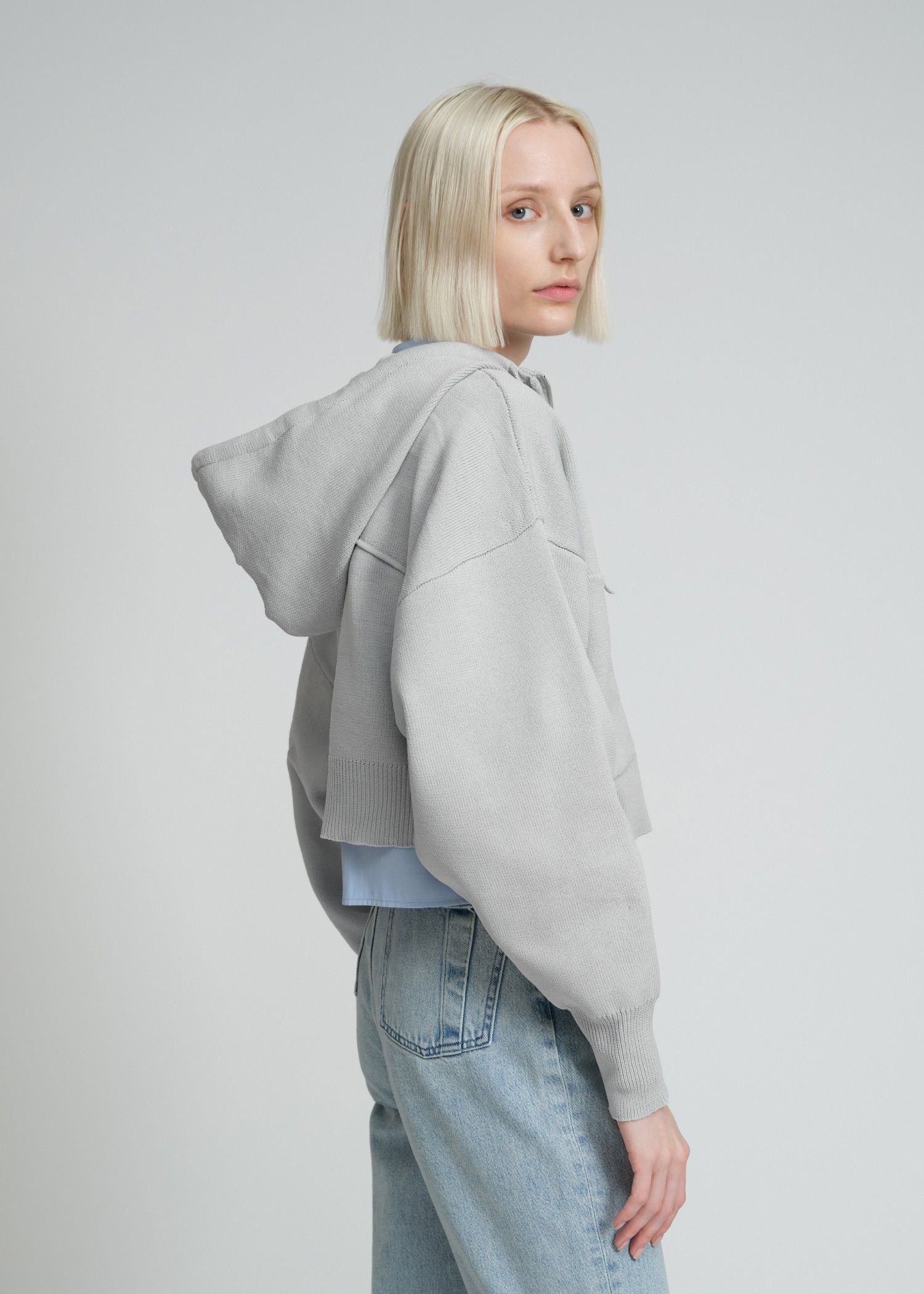 aerial muff pocket selectable half zip knit