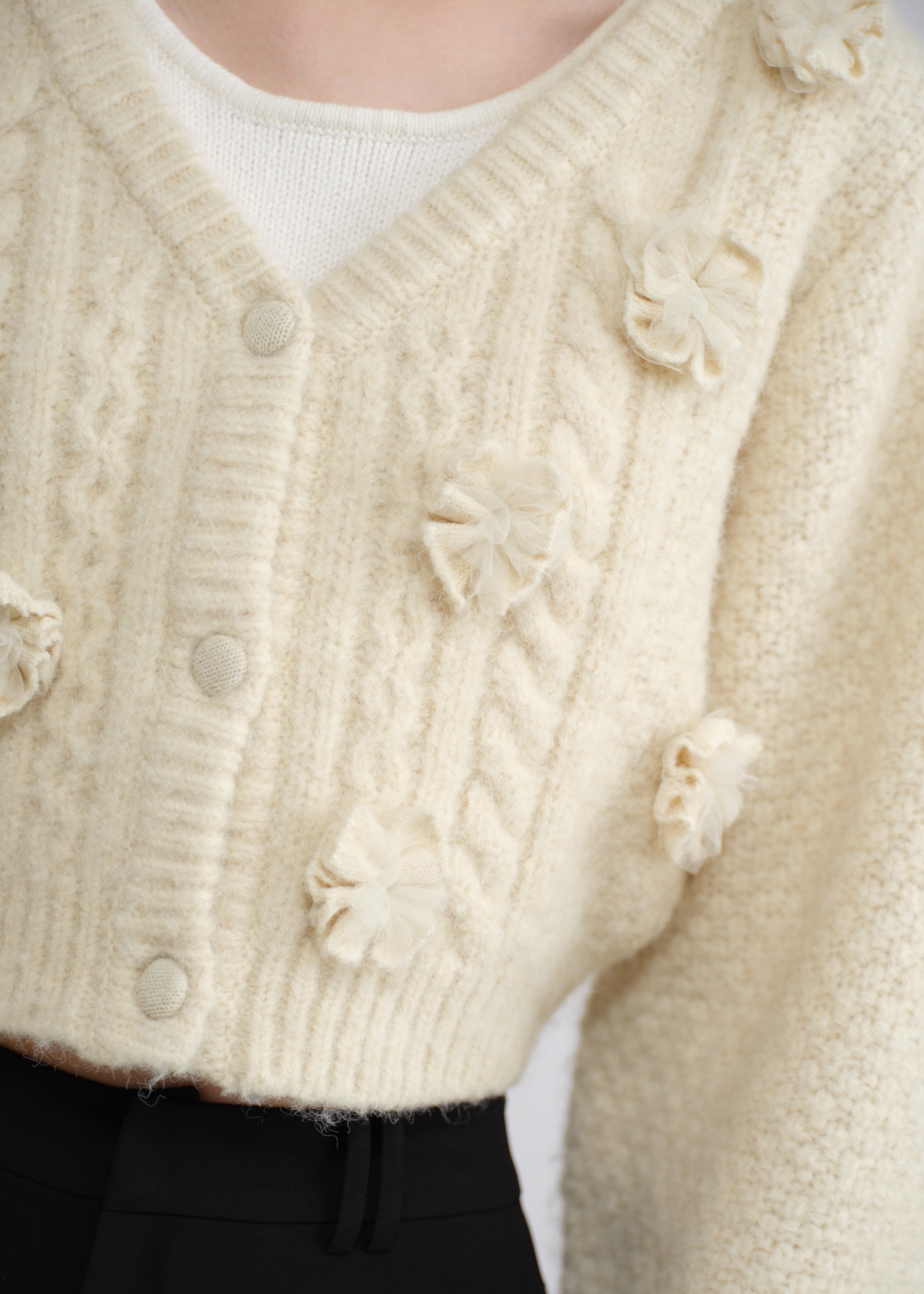 épine flower cable knit cardigan ネイビー épine flower cable knit cardigan（3color） | épine