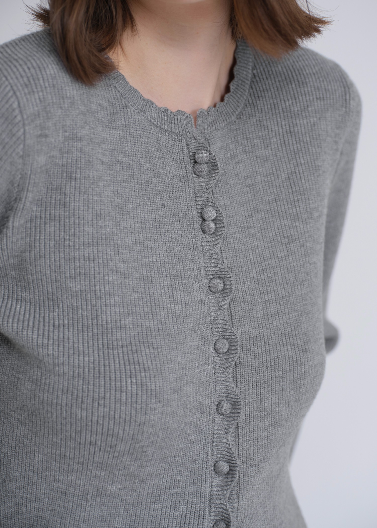 lace combination scallop knit cardigan