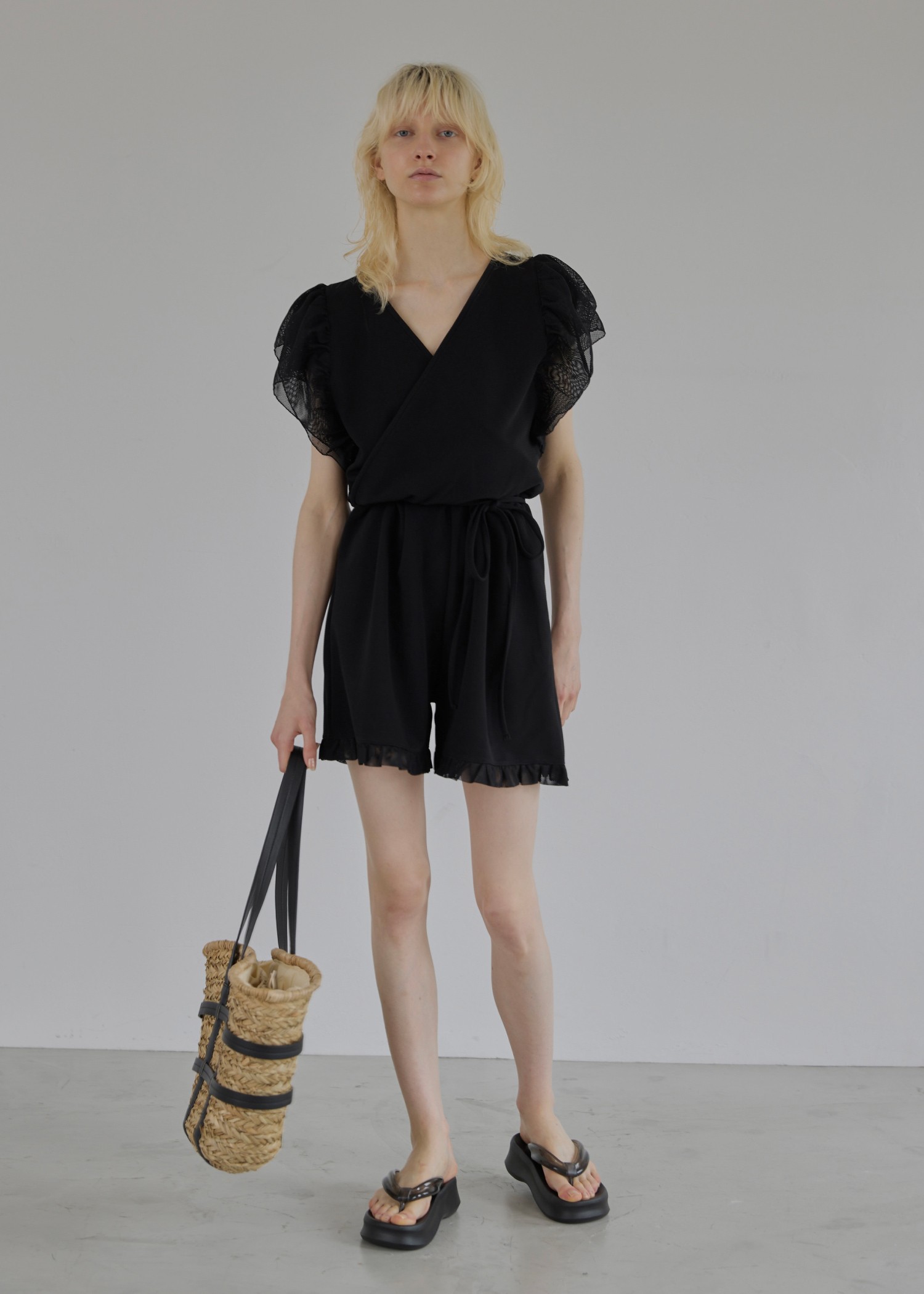 mesh frill sleeve cachecoeur combinaison