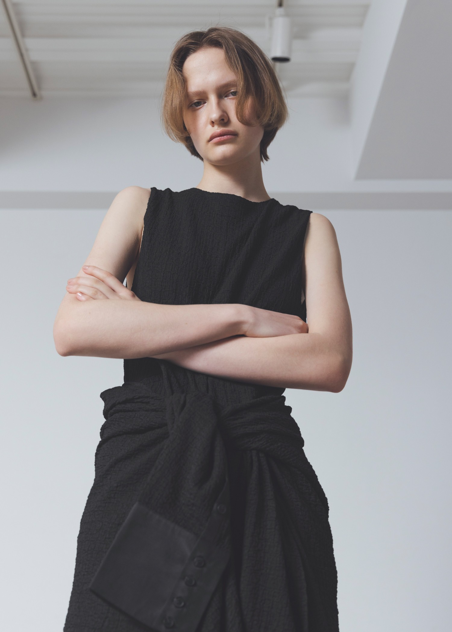 willfully ノースリーブワンピース one side tuck flare nosleeve rib OP（ワンピース）｜WILLFULLY
