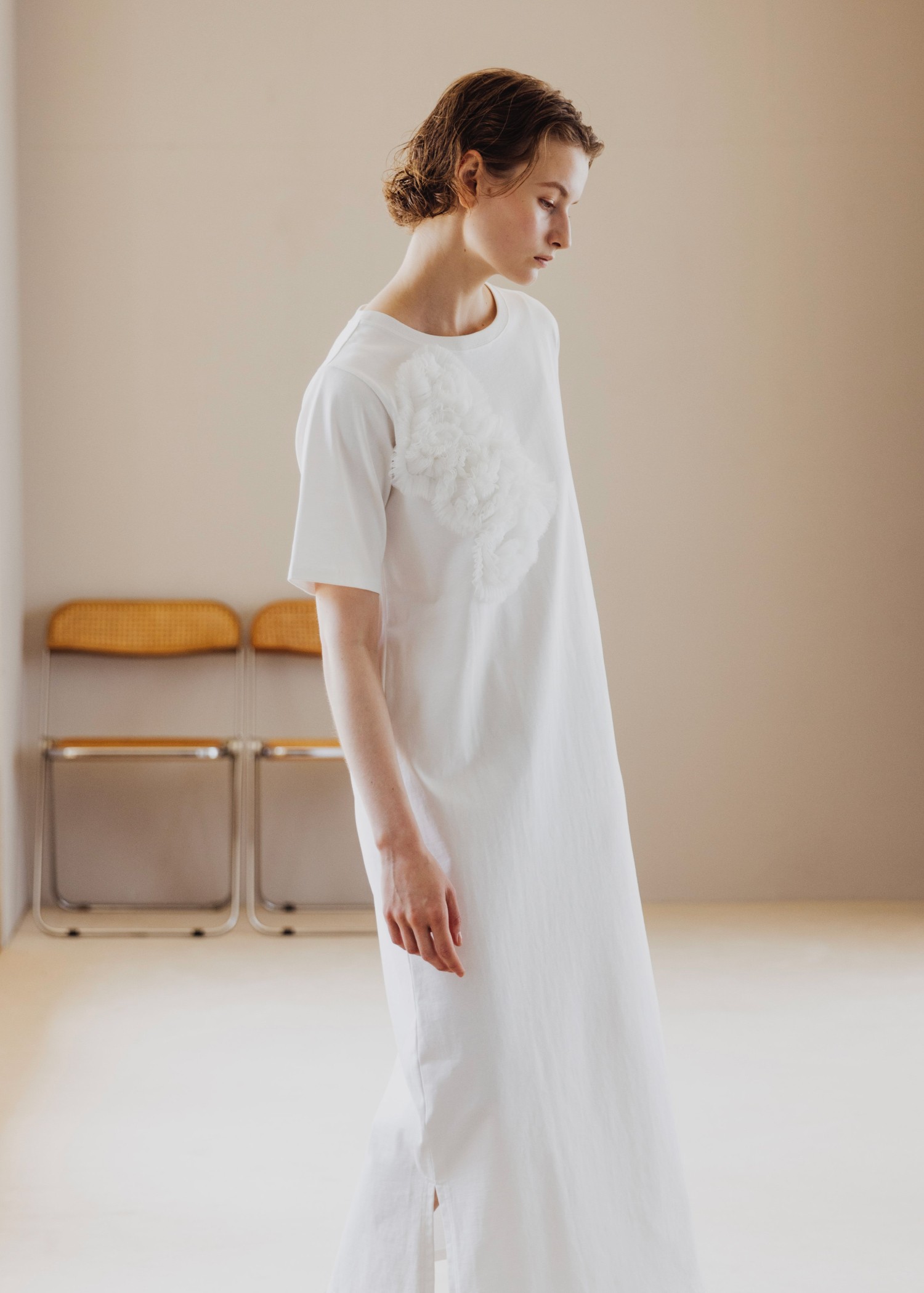 ワンピース willfully tullefrillnosleevenylonzipOP WILLFULLY（ウィルフリー）の「tulle frill no sleeve nylon zip