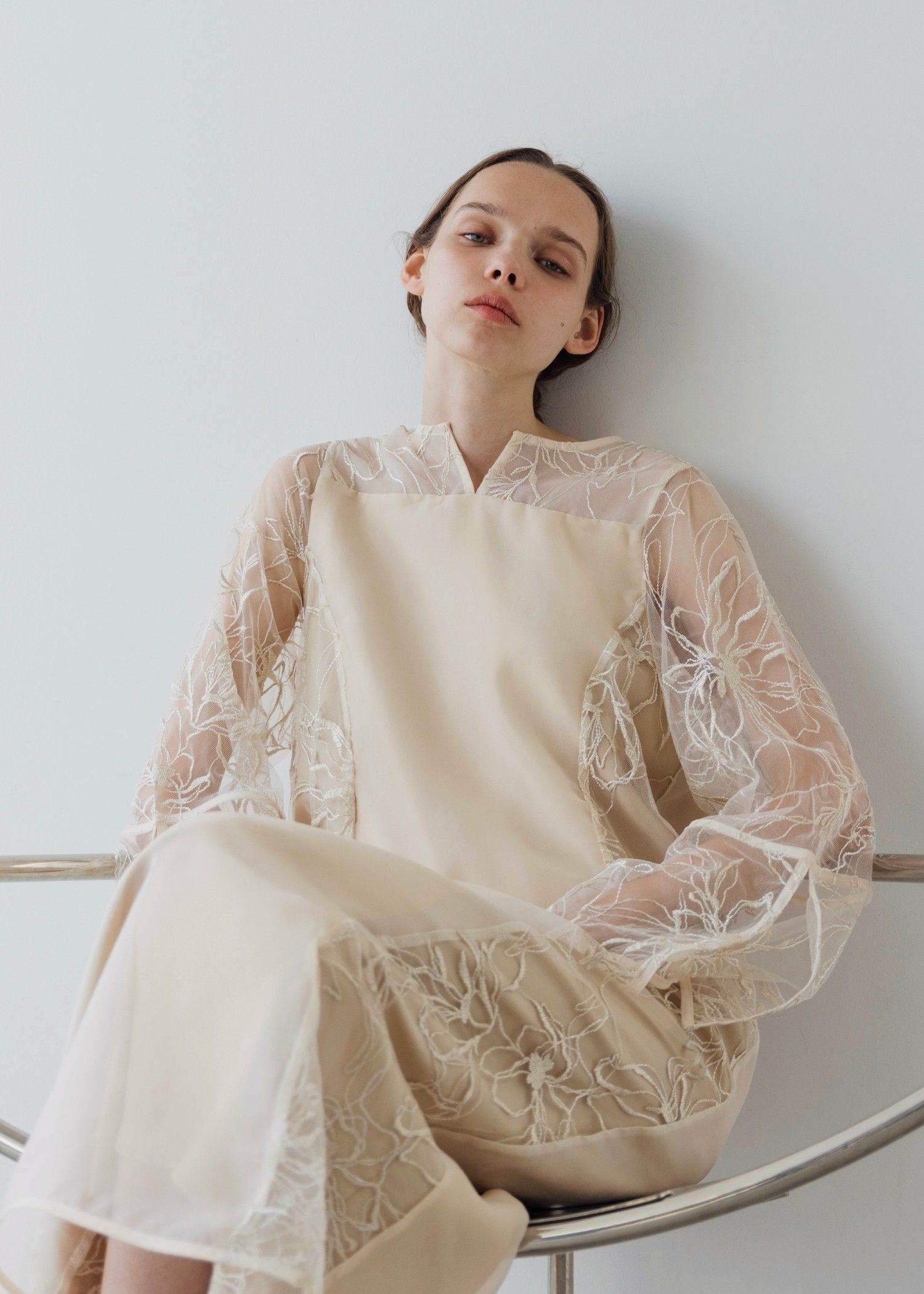 sheer tulle embroidery panel OP