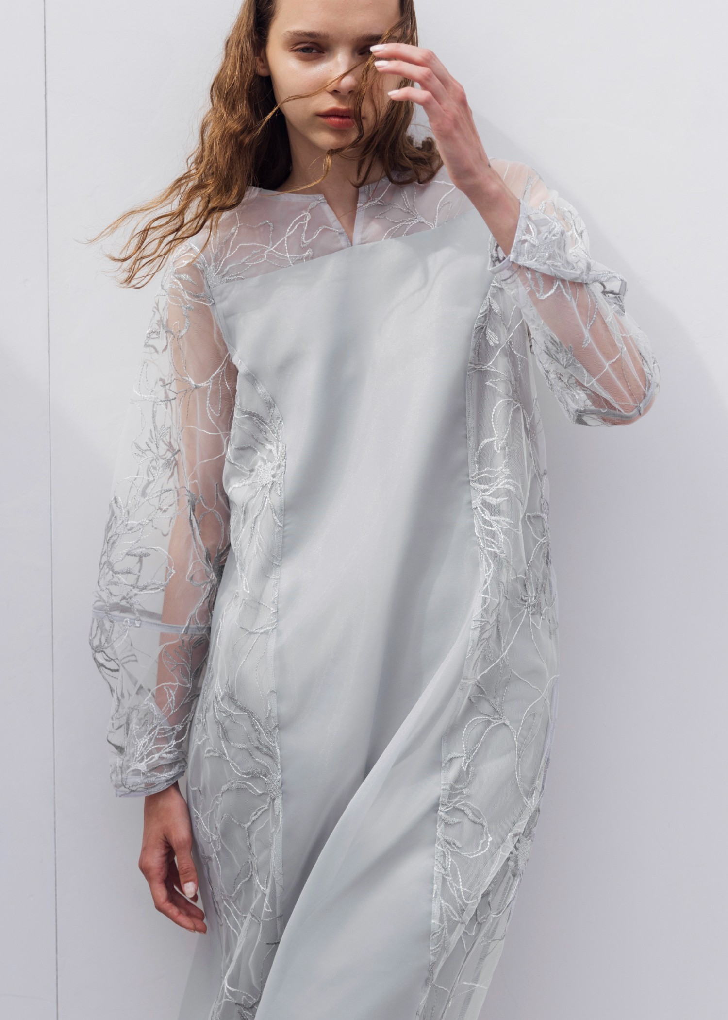 sheer tulle embroidery panel OP