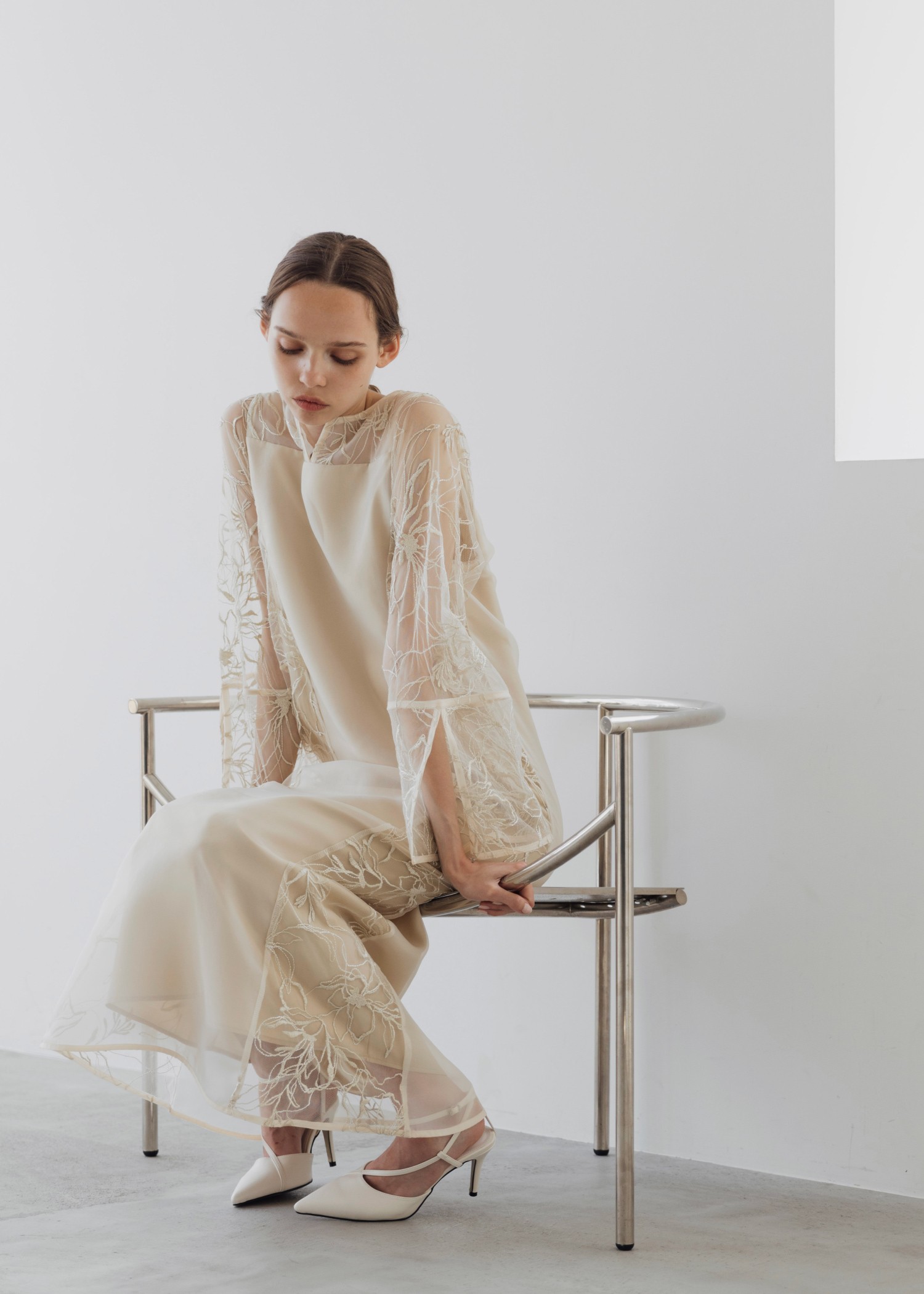 sheer tulle embroidery panel OP