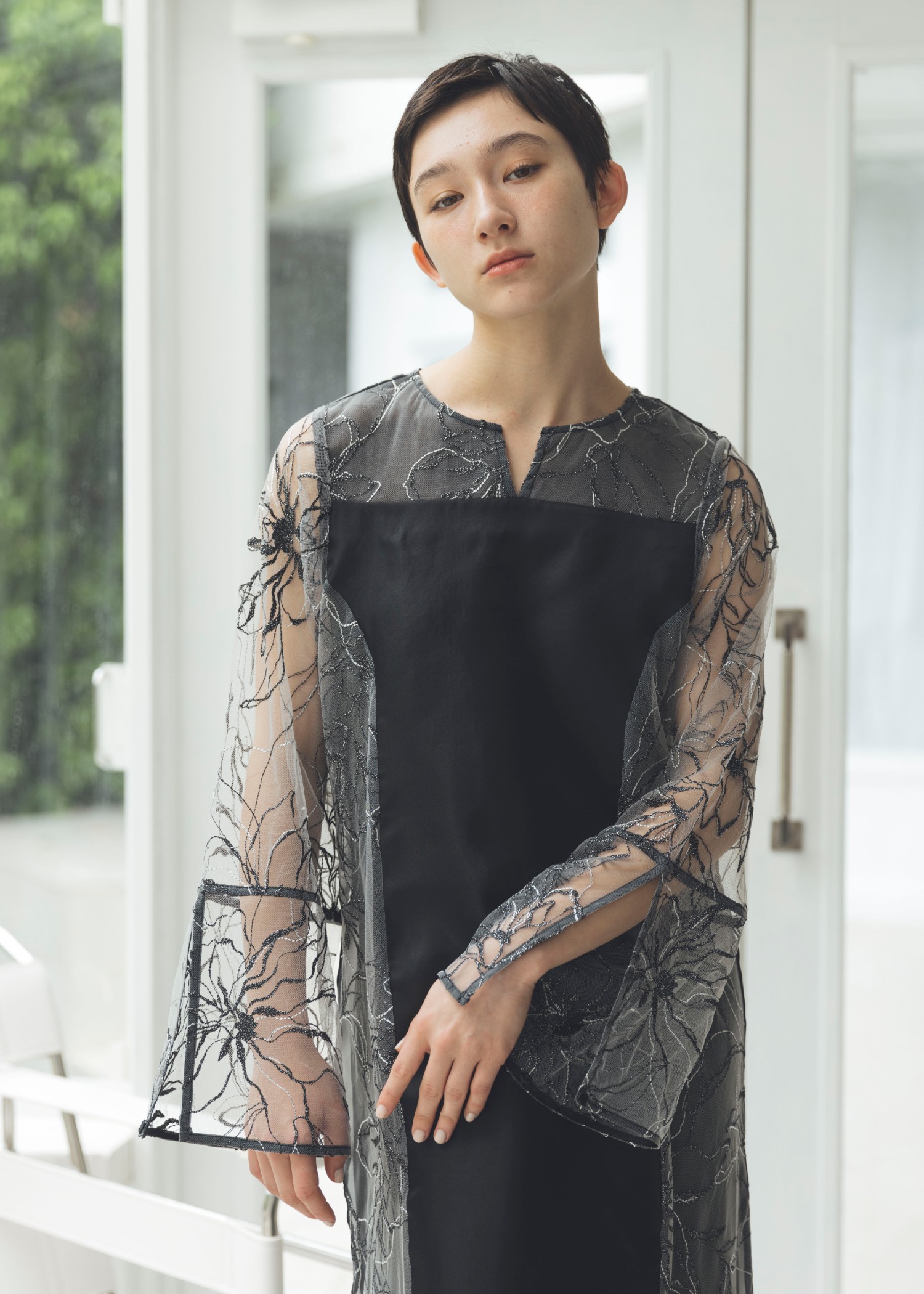 sheer tulle embroidery panel OP