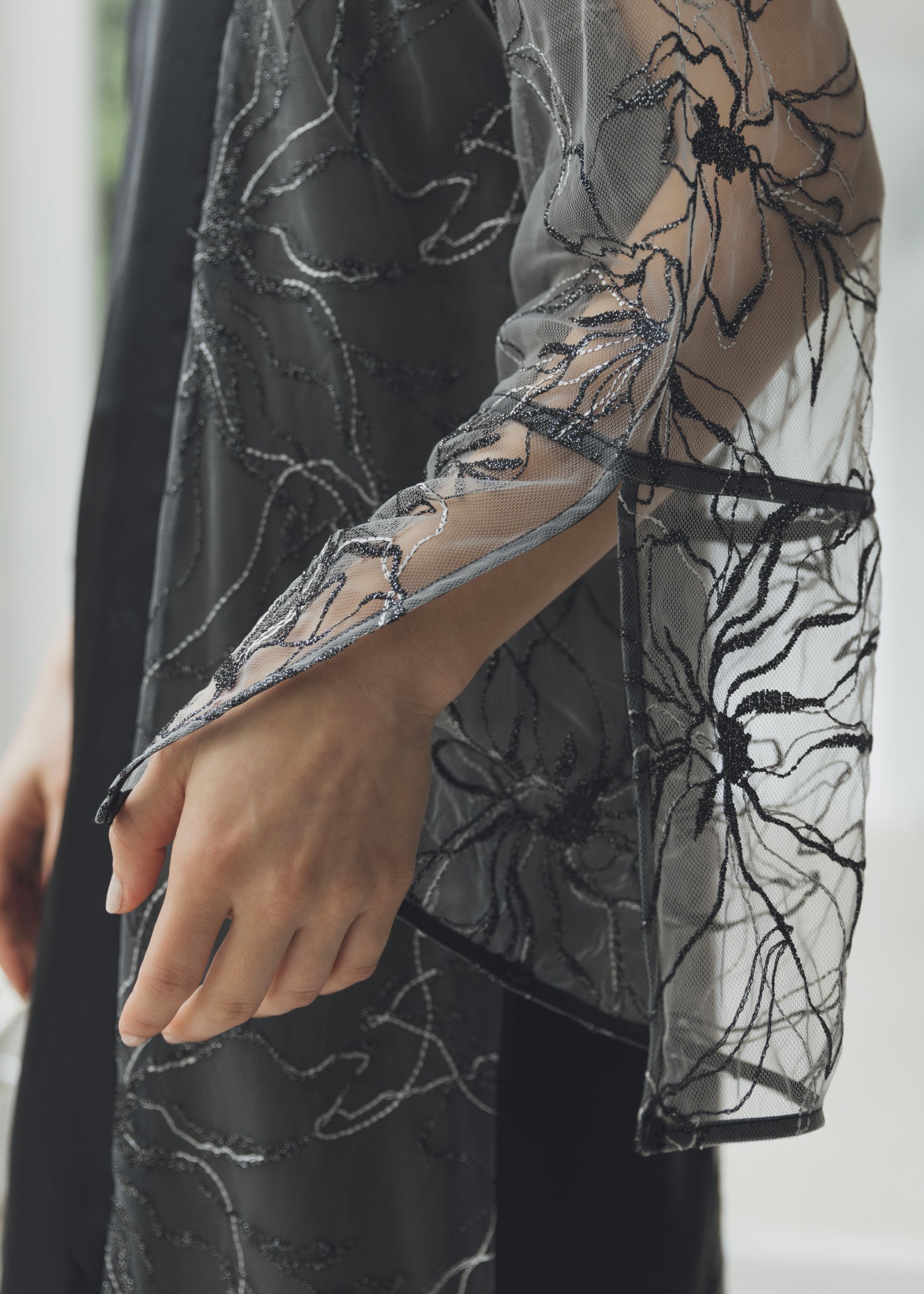 sheer tulle embroidery panel OP