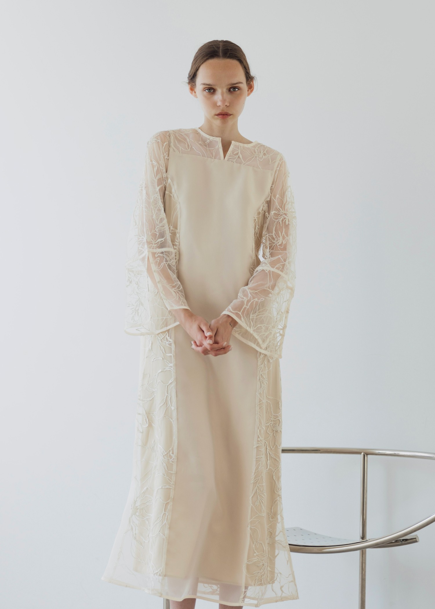 sheer tulle embroidery panel OP