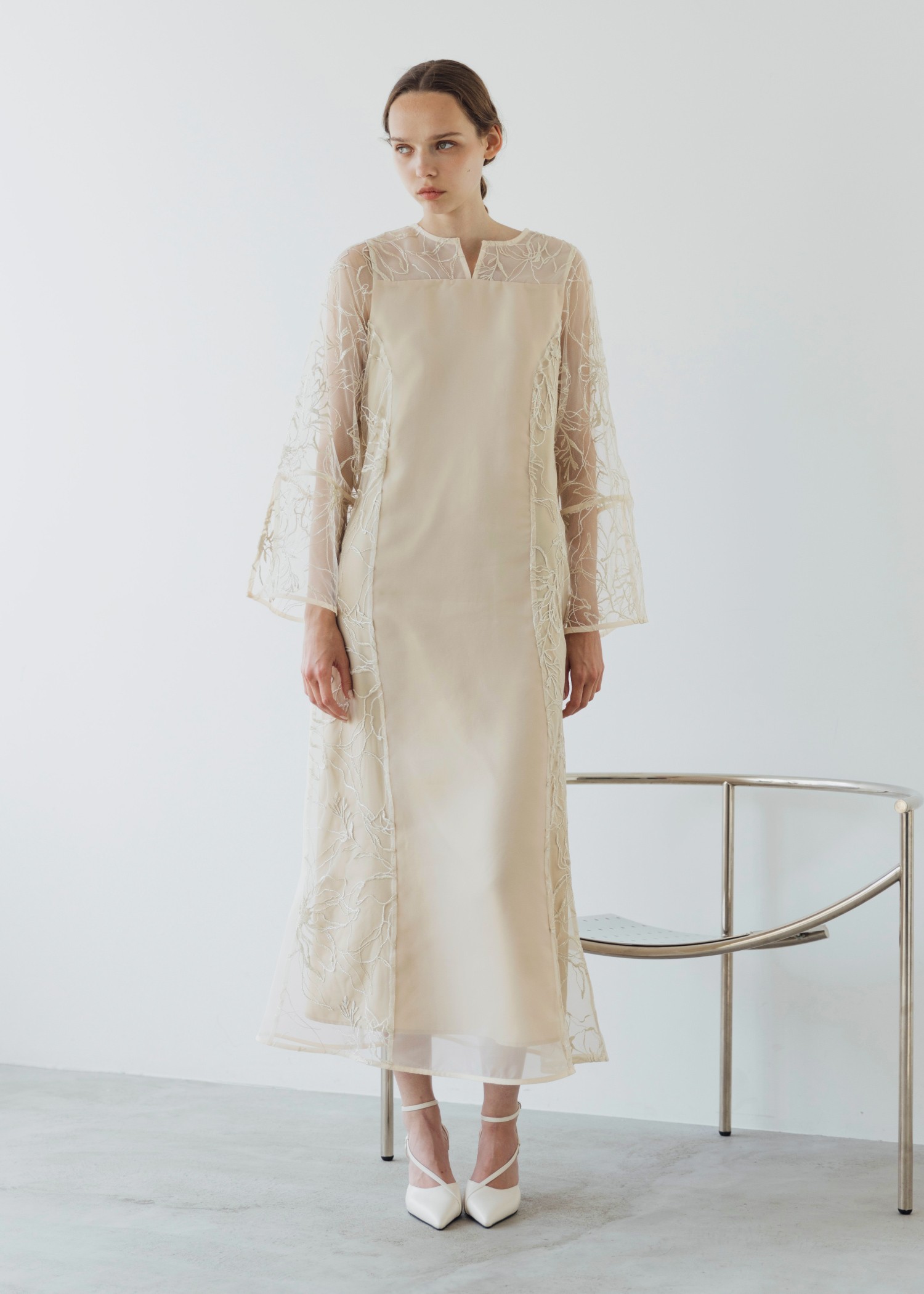 sheer tulle embroidery panel OP