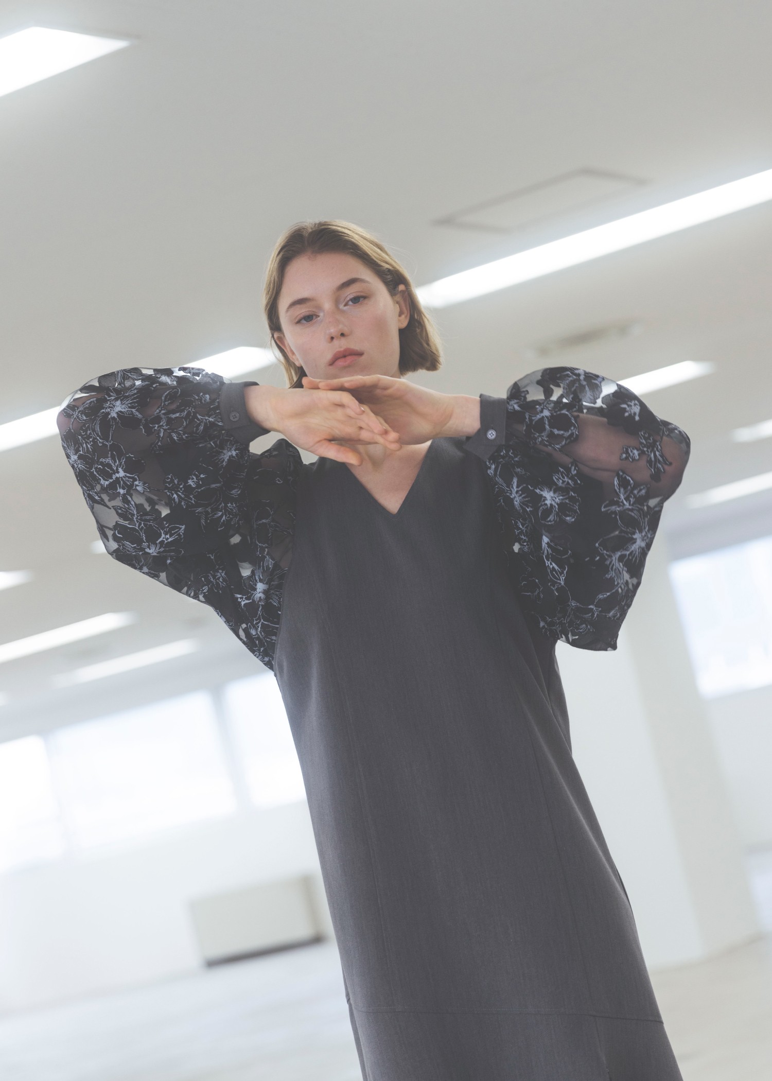 organdy flower volume sleeve panel OP