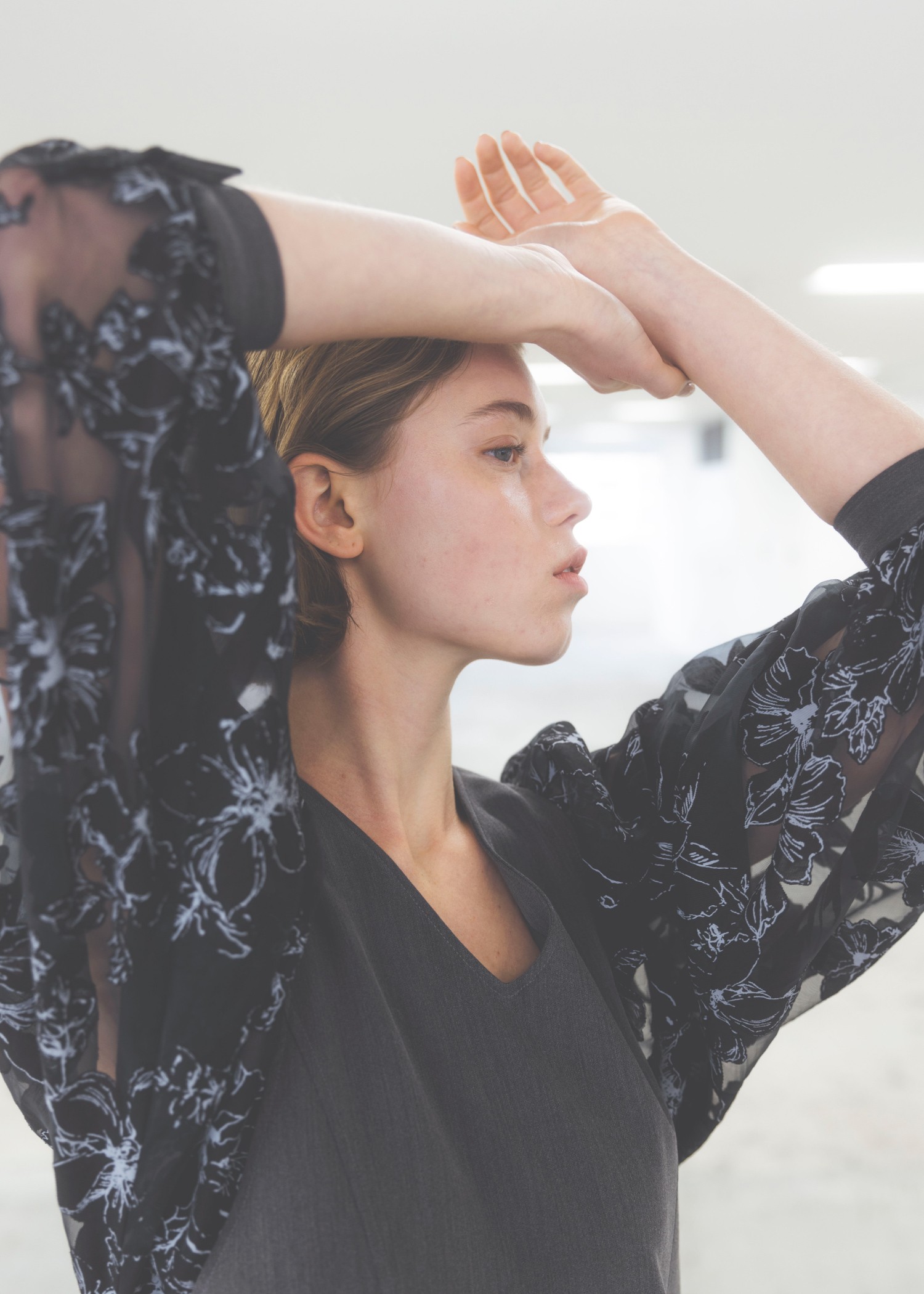 ワンピース willfully flower patchwork volume sleeve WILLFULLY（ウィルフリー）の「flower patchwork volume sleeve