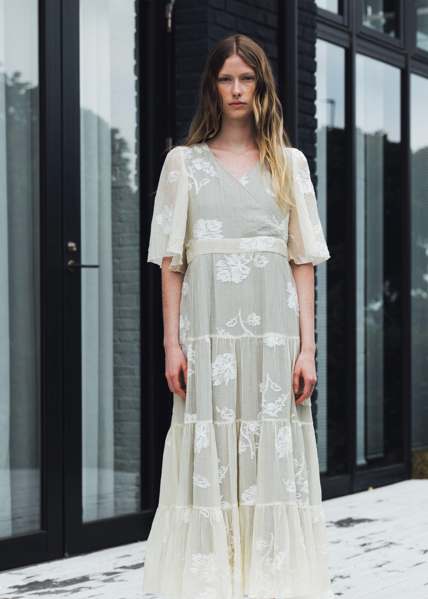 embroidery cachecoeur panel tiered OP