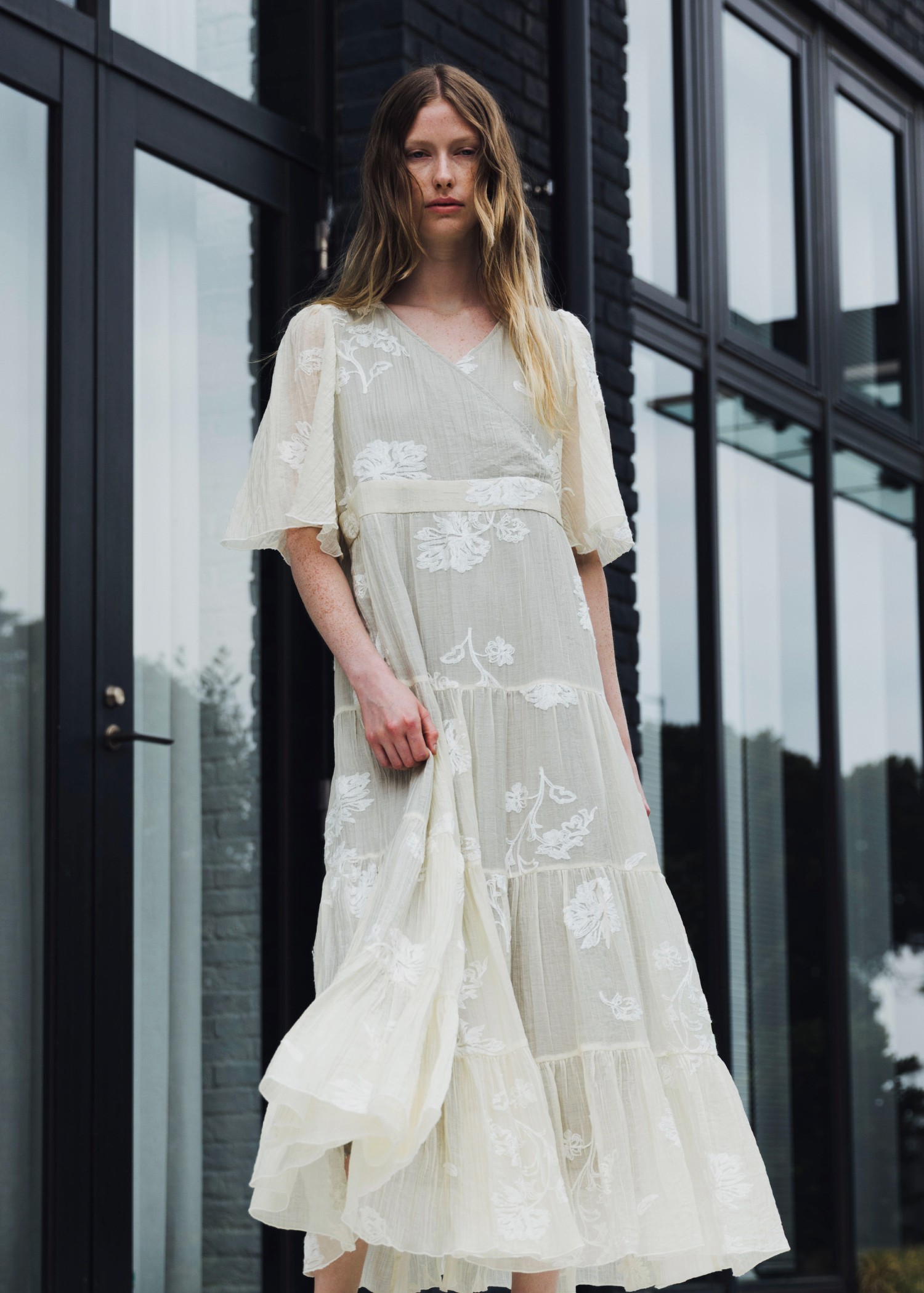 embroidery cachecoeur panel tiered OP