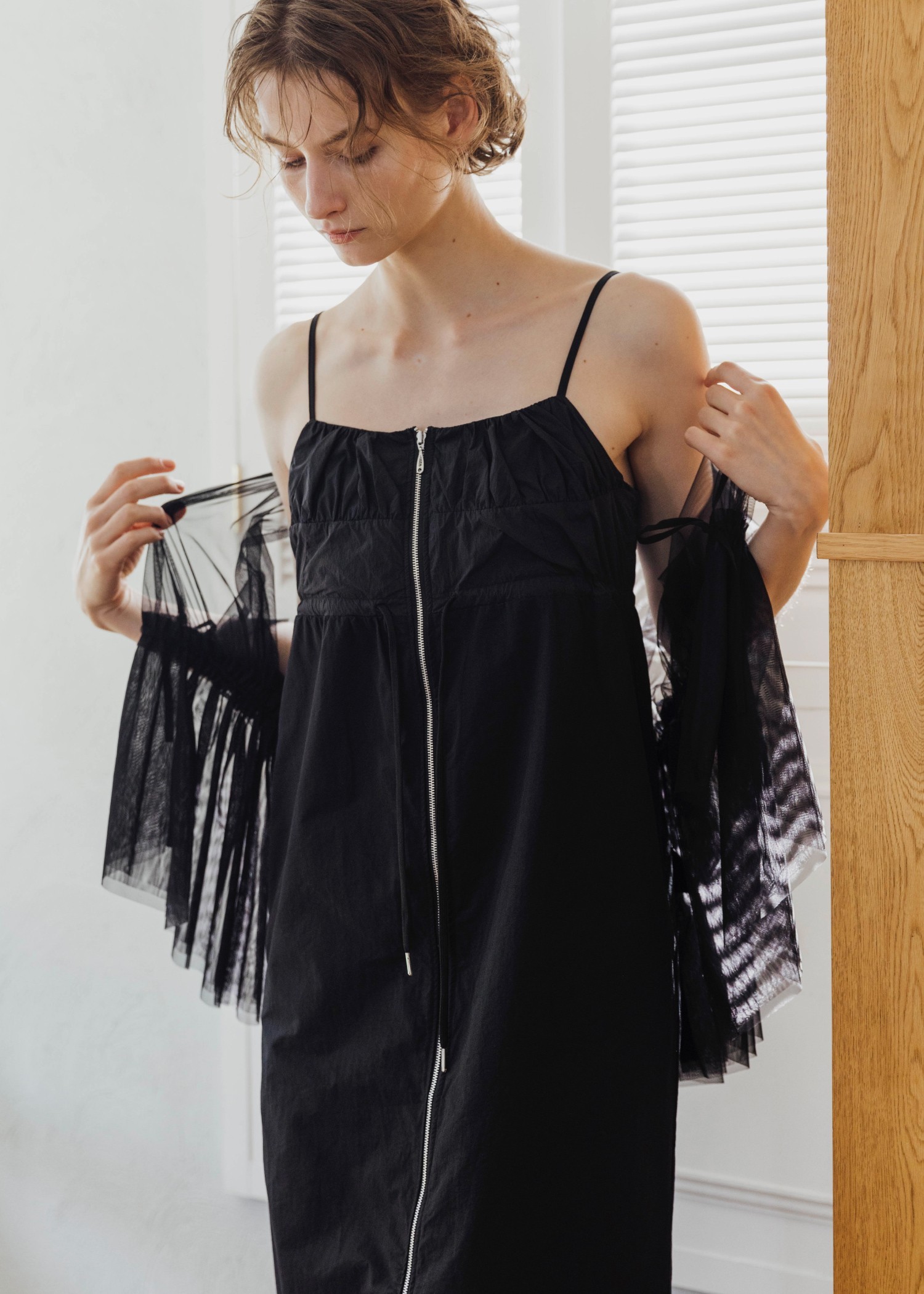 patchwork back pocket nylon camisole OP