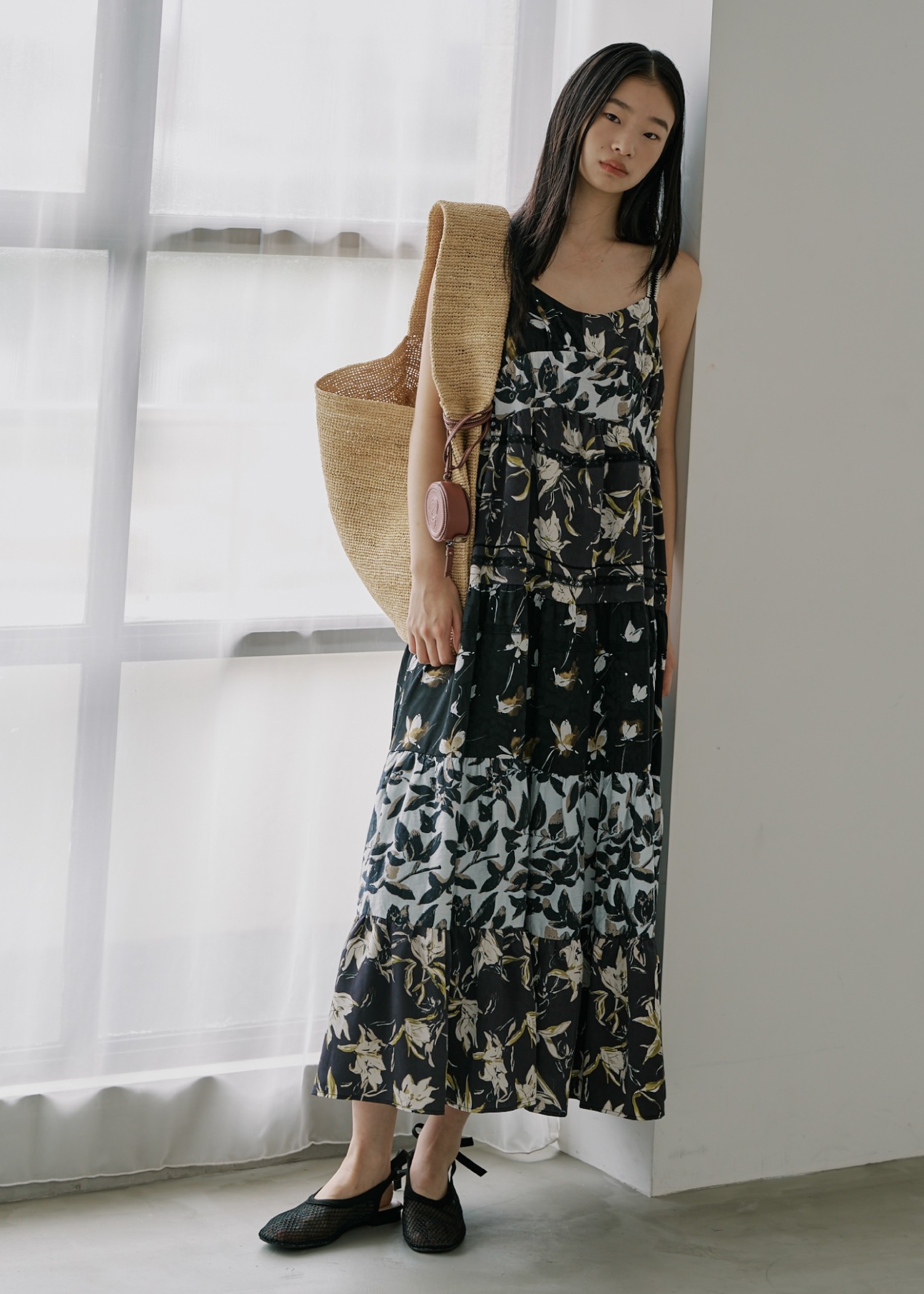 flower print patchwork tiered camisole OP