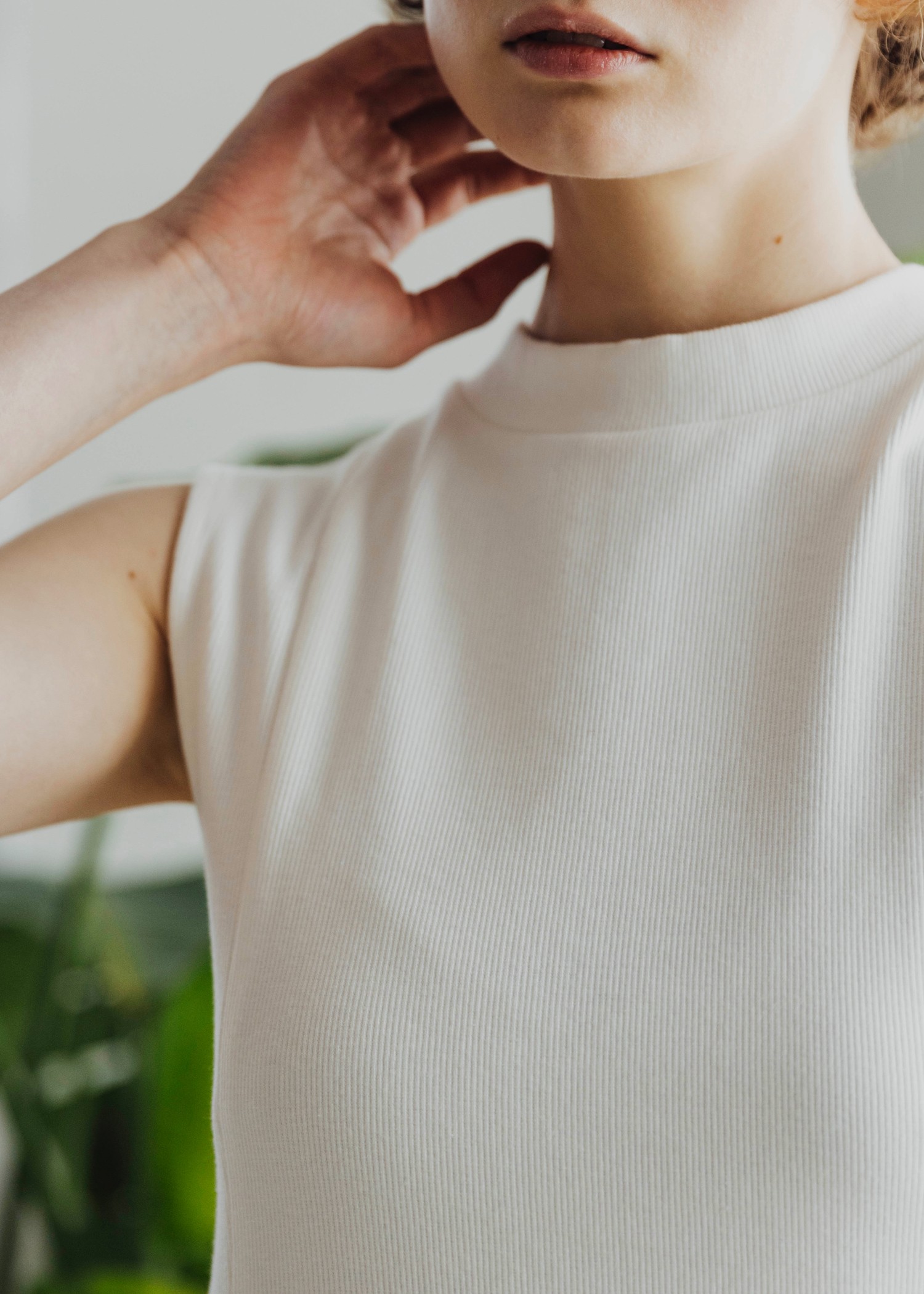 one side tuck flare nosleeve rib OP