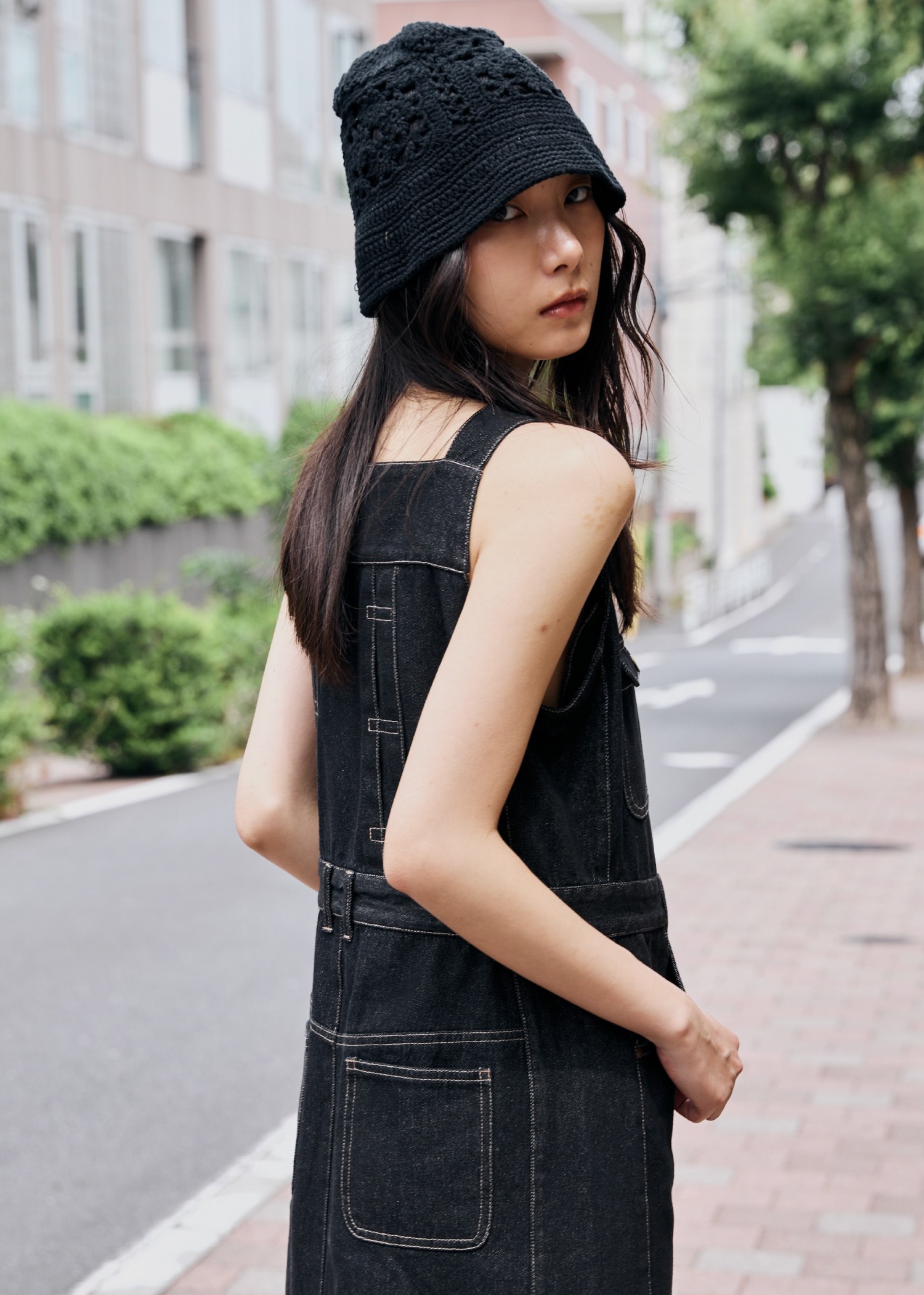 ワンピース willfully v neck layered like denim OP WILLFULLY（ウィルフリー）の「v neck layered like denim OP
