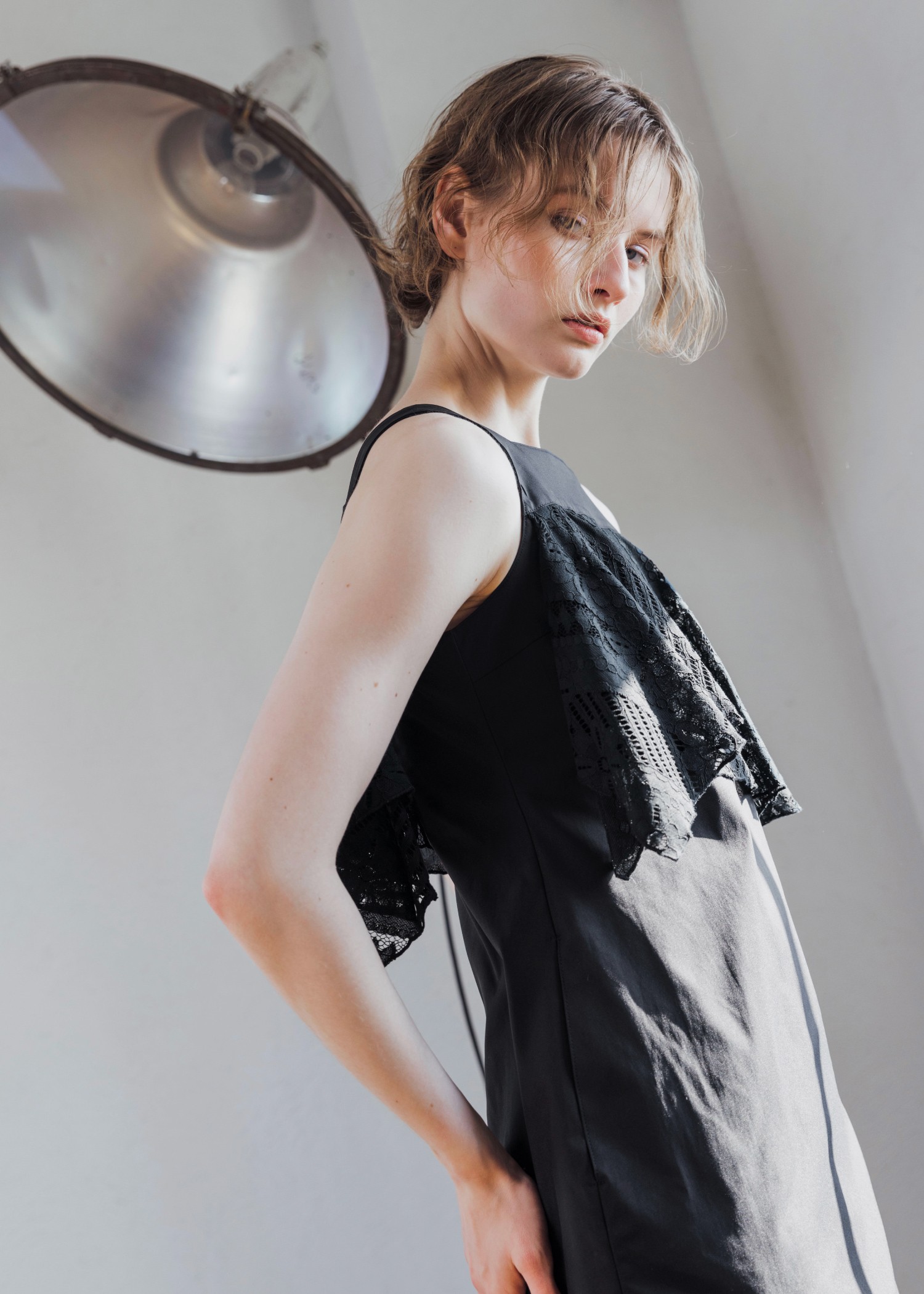 lace asymmetry frill cocoon OP