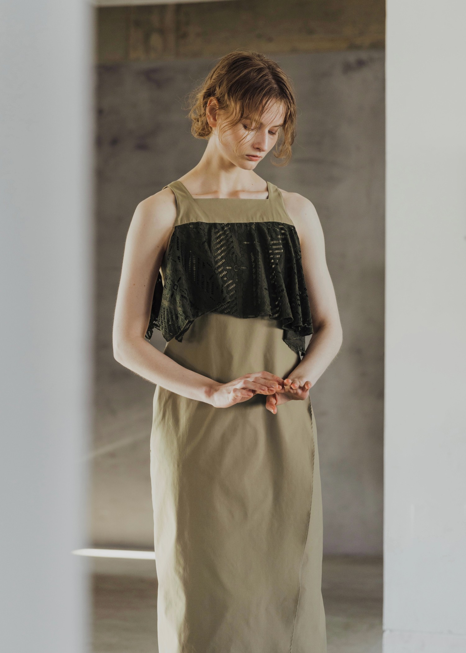 lace asymmetry frill cocoon OP