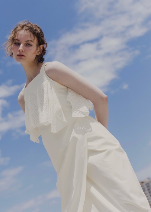 raffle slit lace switching dress【beige】 – BUNNY APARTMENT