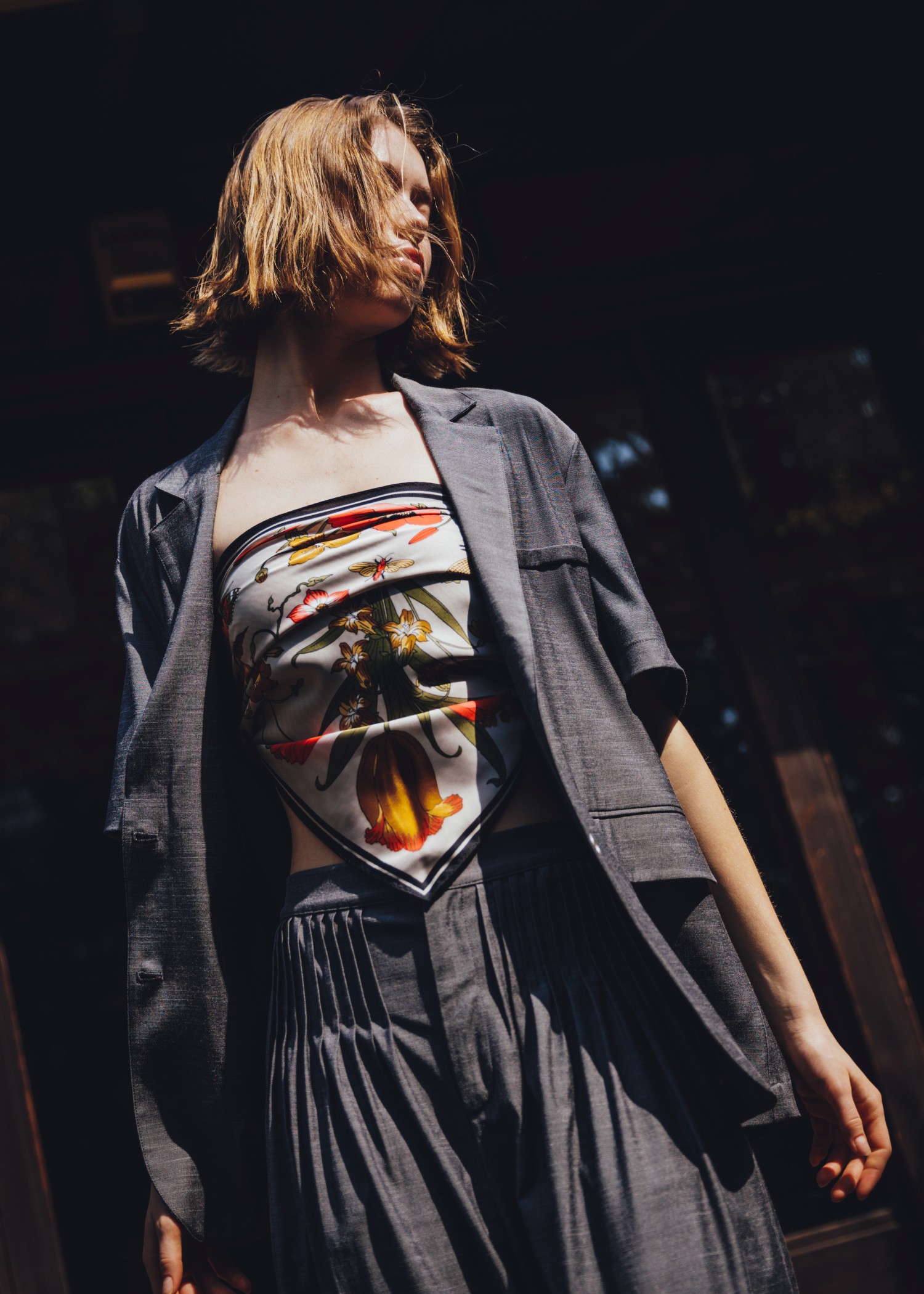 half sleeve slub mix tailored JK