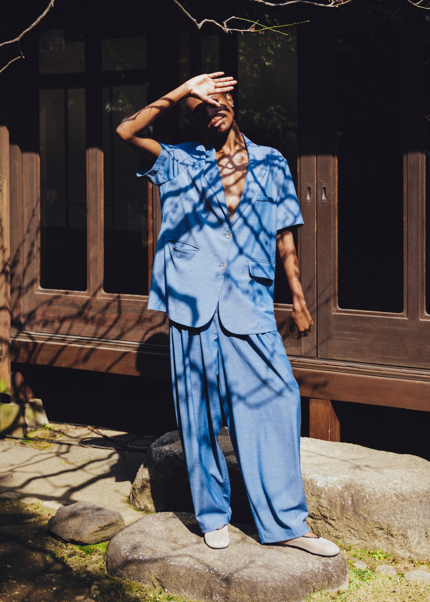 half sleeve slub mix tailored JK